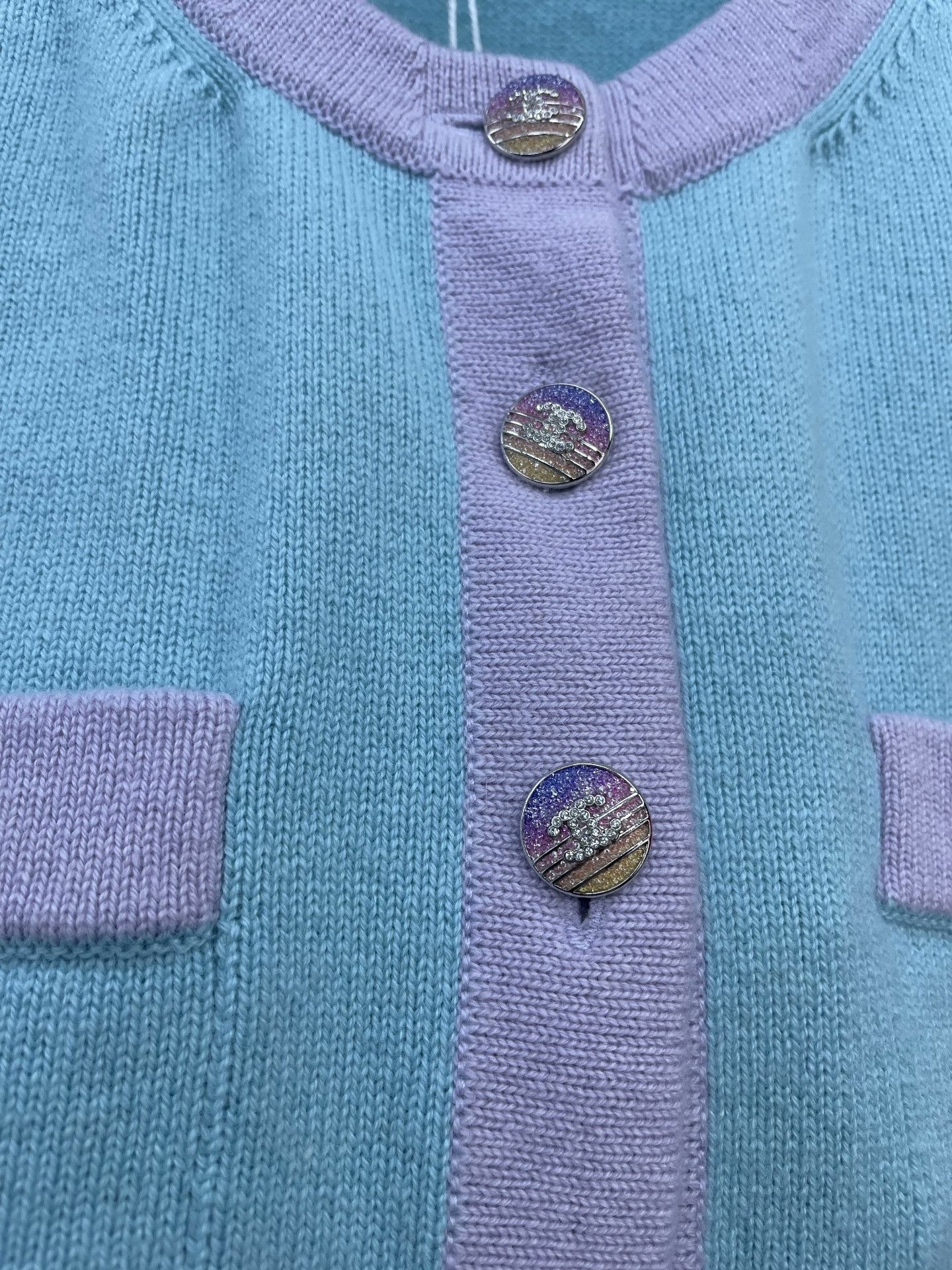 Chanel Chanel 24C Blue Purple Crystal Button Cardigan Size XS / US 0-2 / IT 36-38 - 5 Thumbnail