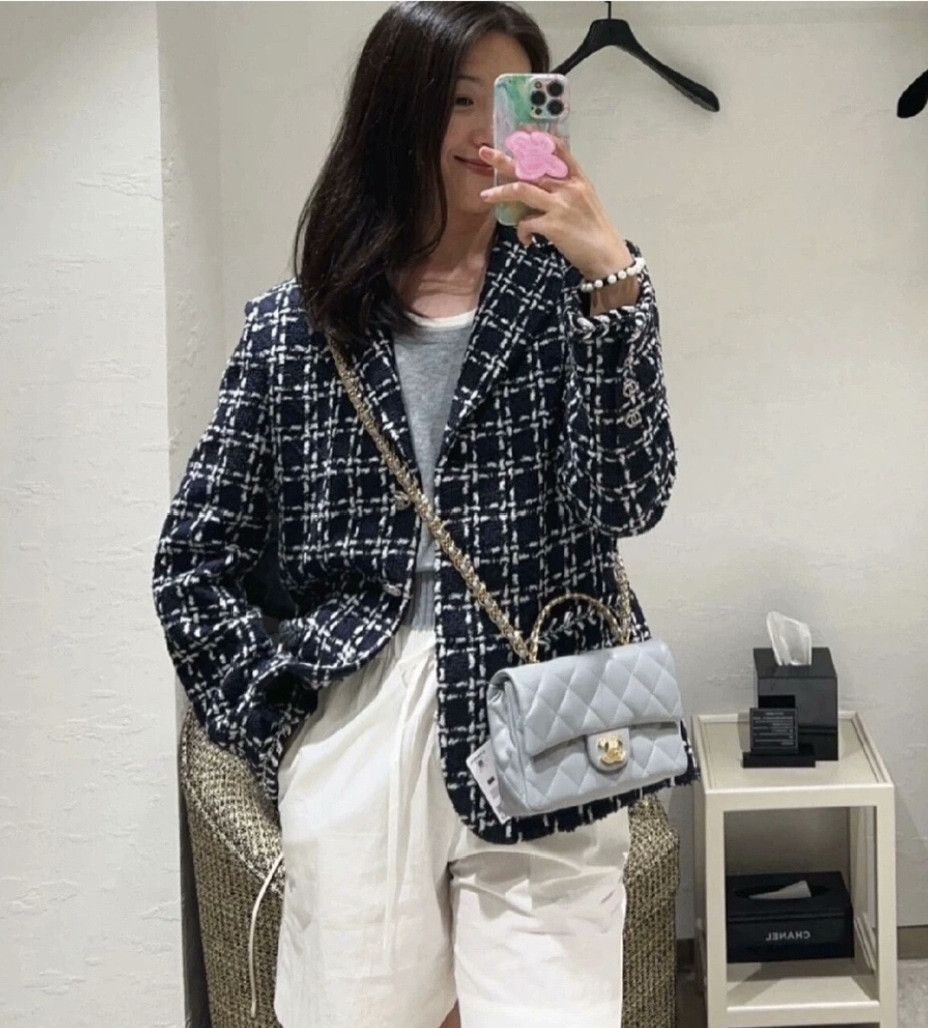 Chanel Chanel 23B Blue White Plaid Jacket Size S / US 4 / IT 40 - 9 Thumbnail
