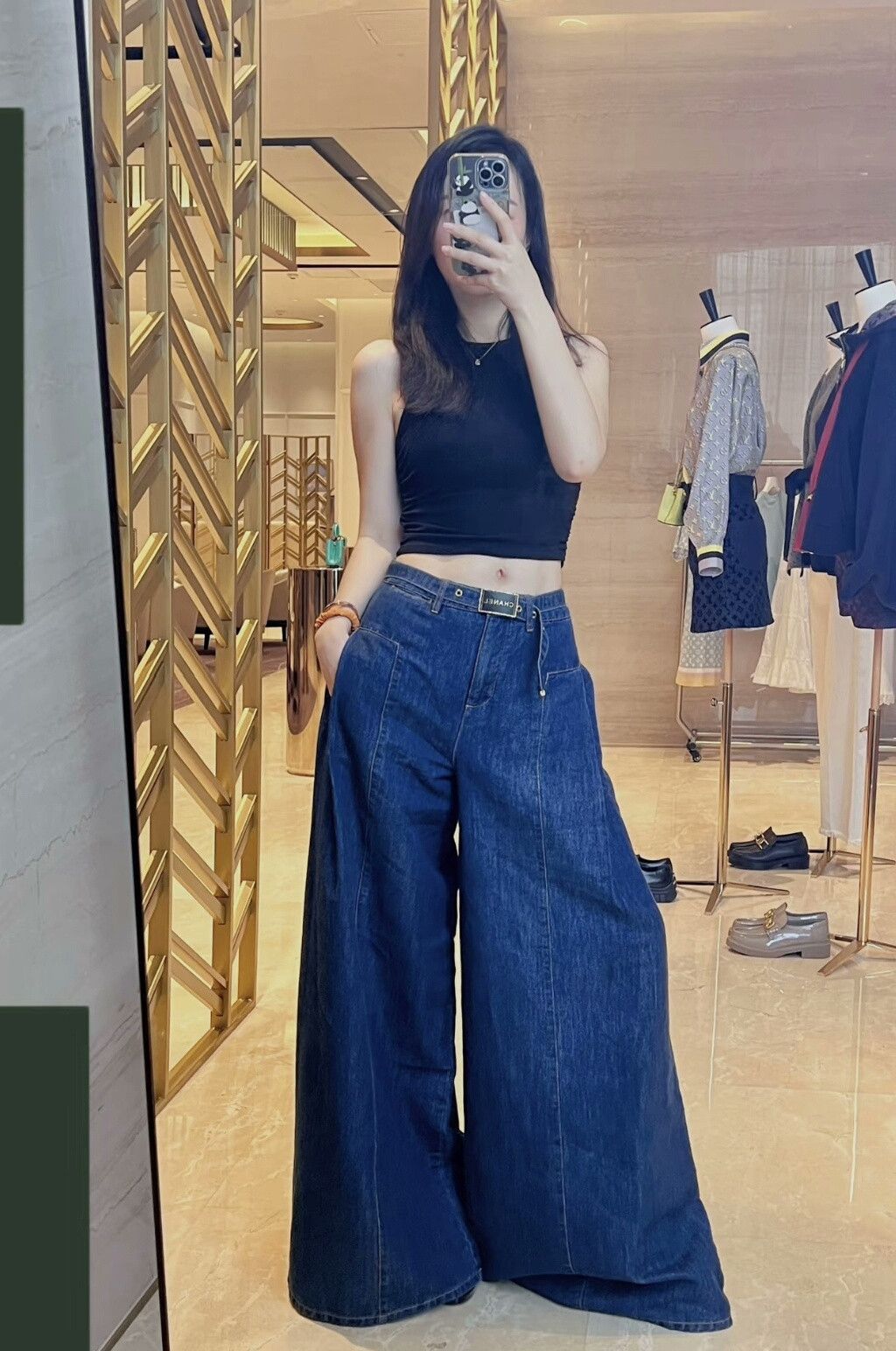 Chanel Chanel 23S Belted Denim Wide-Leg Pants Size 38" / US 16 / IT 52 - 8 Thumbnail