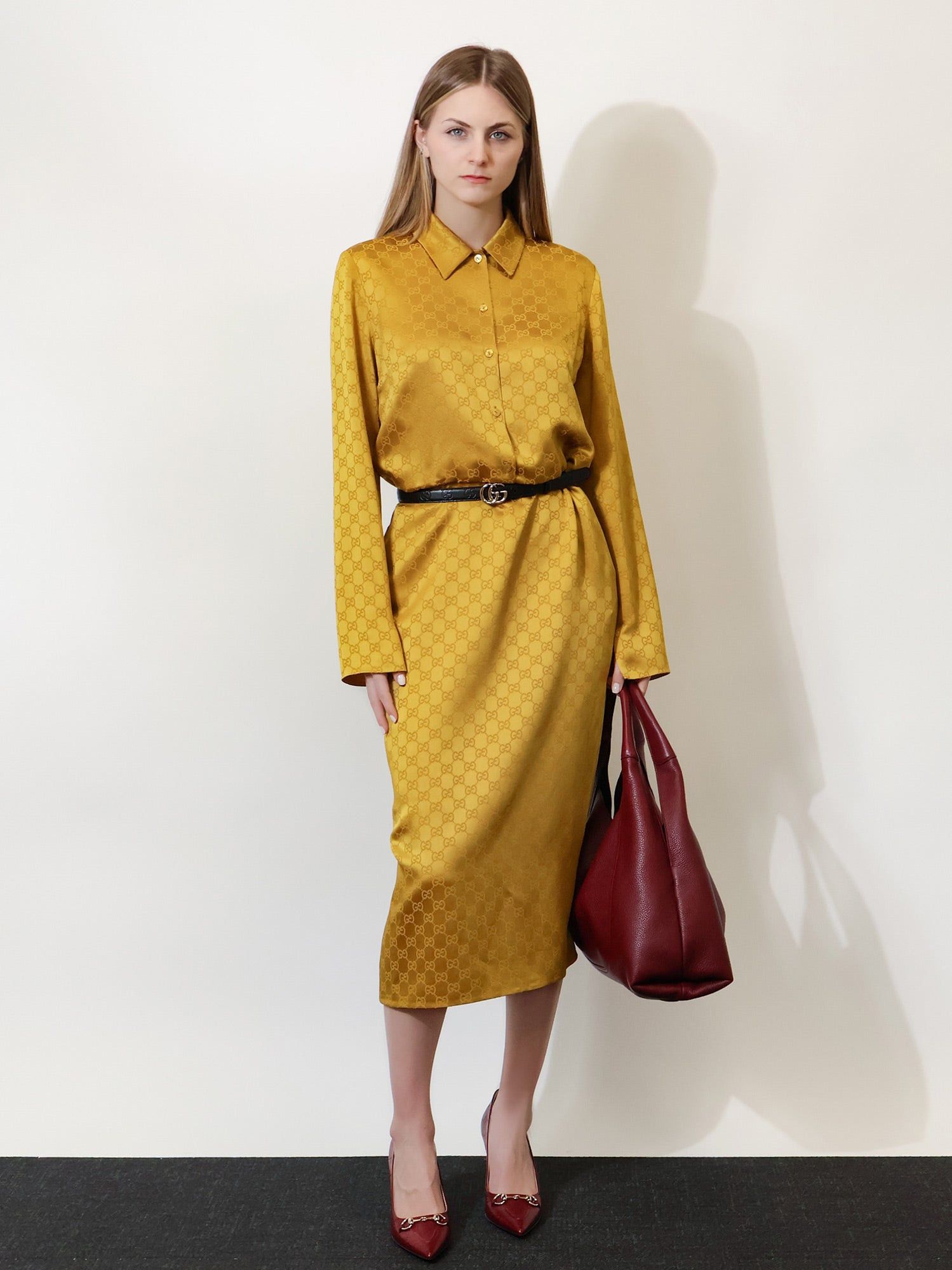 Gucci Gg Satin Chemisier Dress Size S / US 4 / IT 40 - 4 Thumbnail