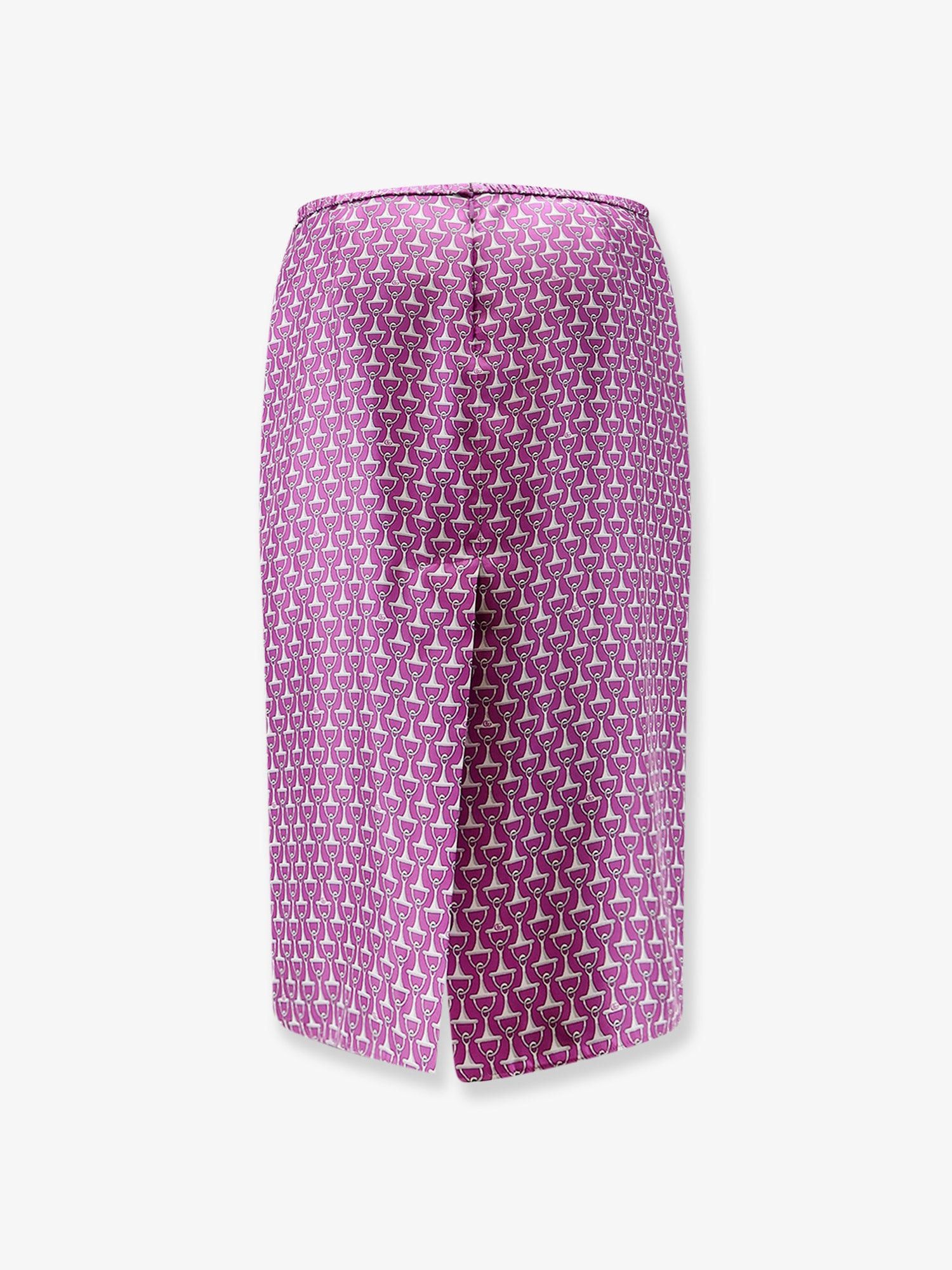 Gucci Silk Skirt With Horsebit Print Size 27" / US 4 / IT 40 - 2 Thumbnail