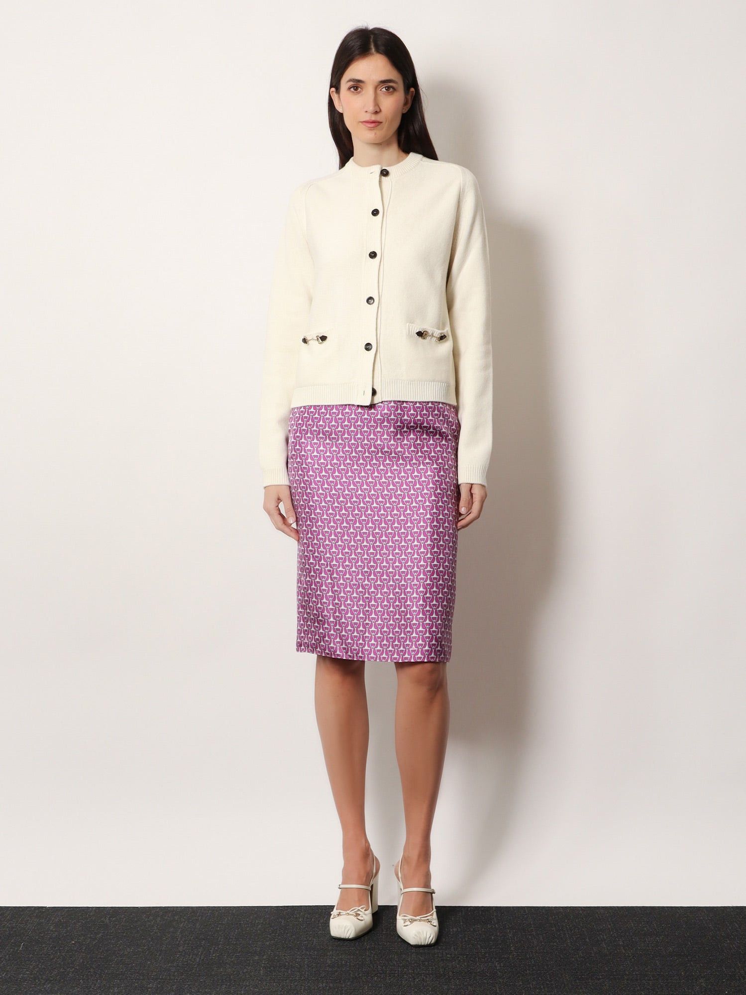 Gucci Silk Skirt With Horsebit Print Size 27" / US 4 / IT 40 - 4 Thumbnail