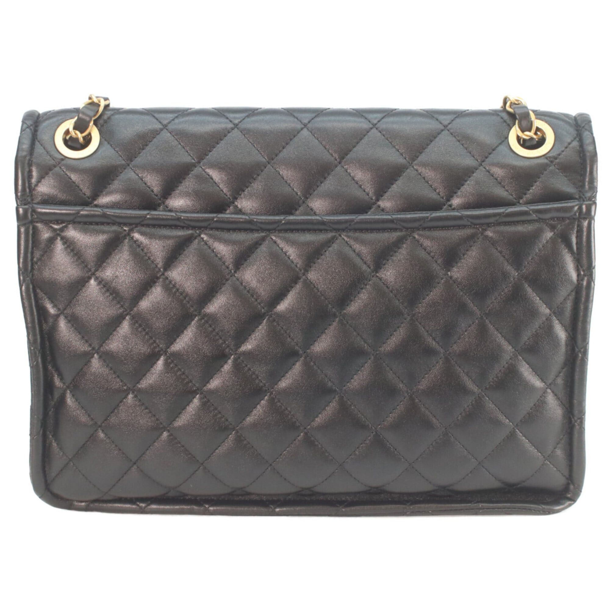 Chanel CHANEL AS4723 Black Shiny Lambskin Gold Hardware Matelassé Single Flap Double Chain Shoulder Bag - Excellent Condition Size ONE SIZE - 3 Thumbnail