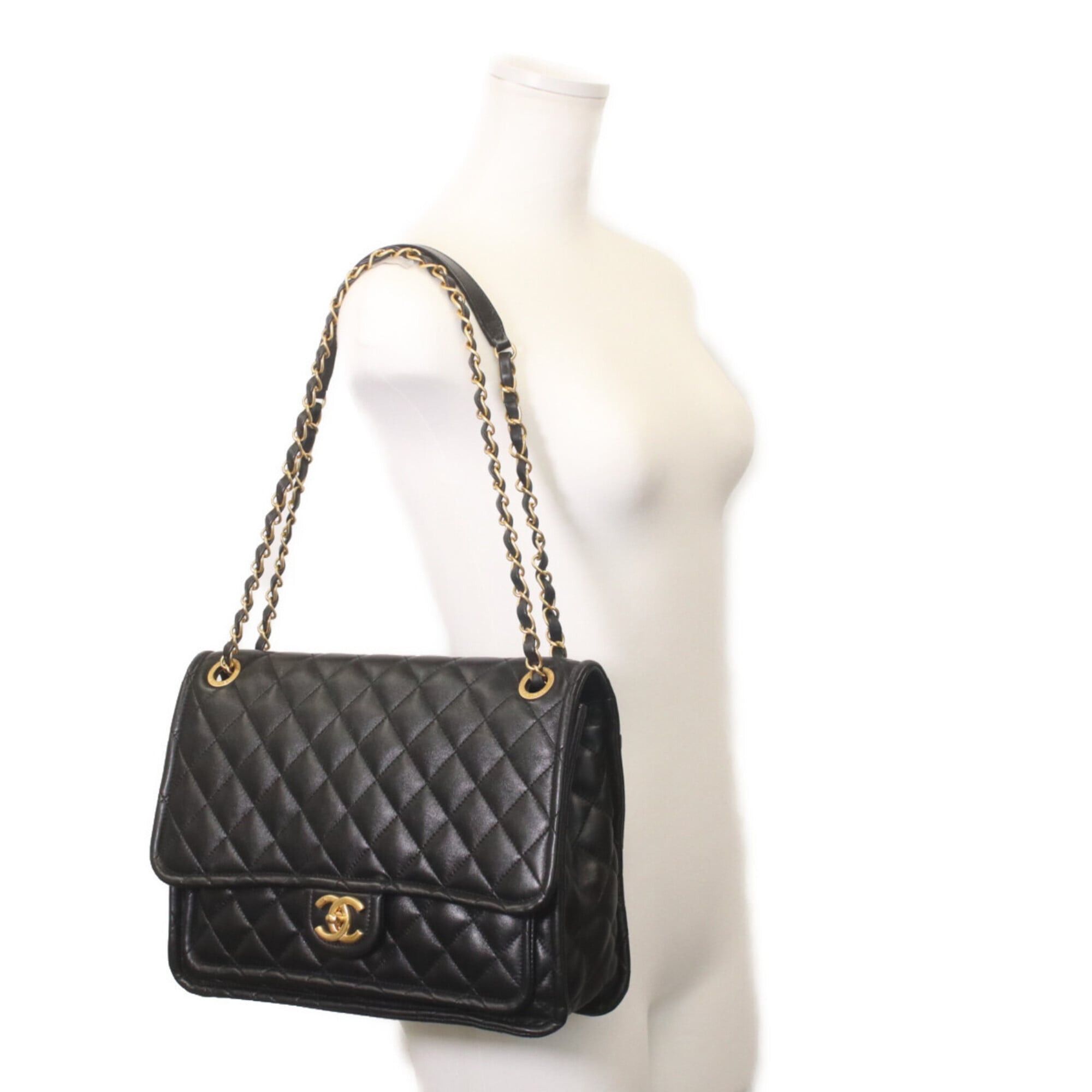 Chanel CHANEL AS4723 Black Shiny Lambskin Gold Hardware Matelassé Single Flap Double Chain Shoulder Bag - Excellent Condition Size ONE SIZE - 7 Thumbnail