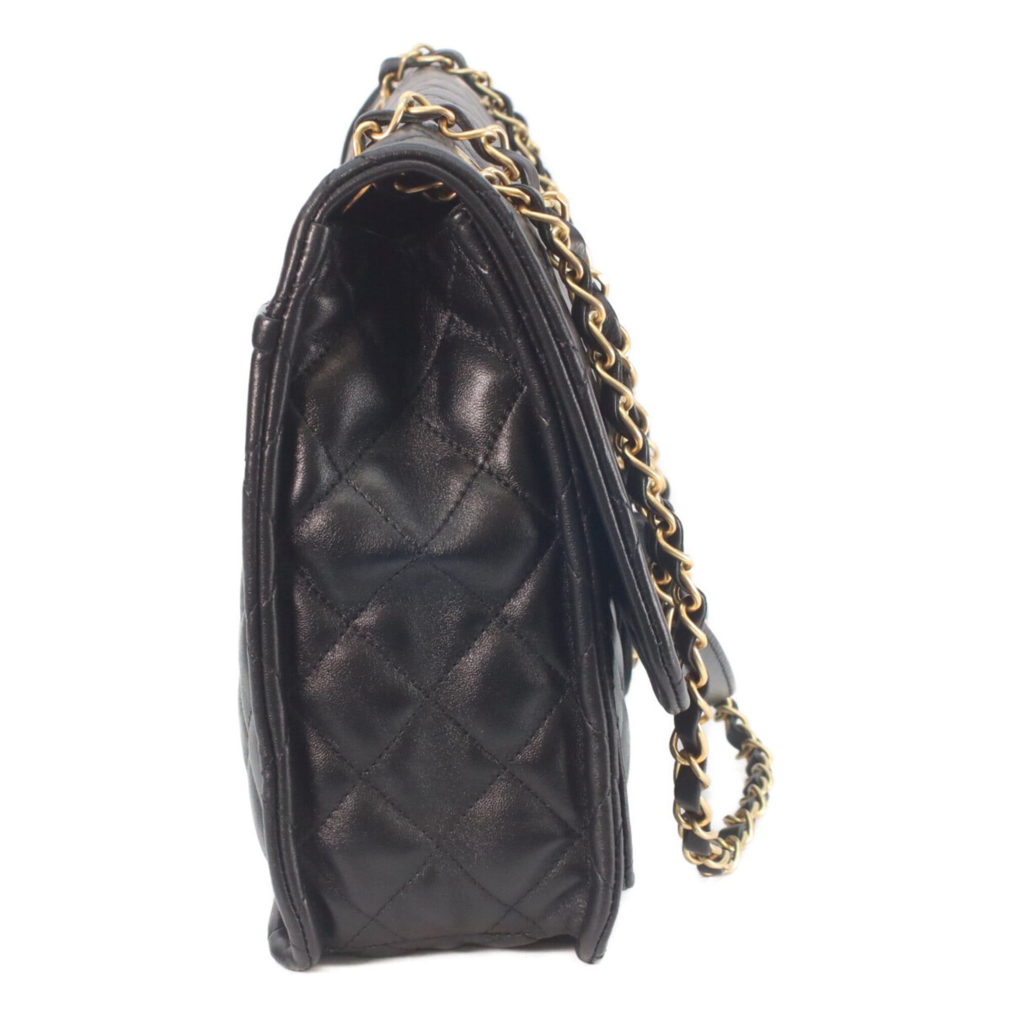 Chanel CHANEL AS4723 Black Shiny Lambskin Gold Hardware Matelassé Single Flap Double Chain Shoulder Bag - Excellent Condition Size ONE SIZE - 4 Thumbnail