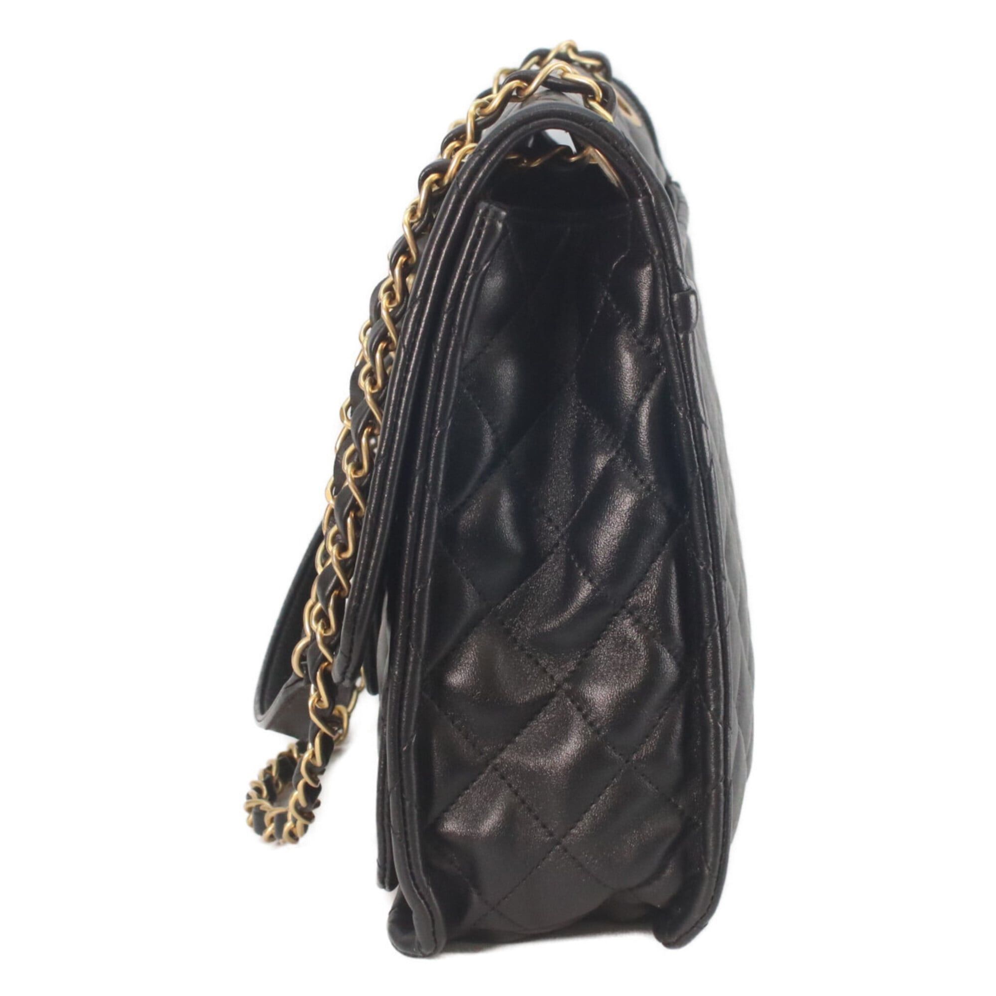 Chanel CHANEL AS4723 Black Shiny Lambskin Gold Hardware Matelassé Single Flap Double Chain Shoulder Bag - Excellent Condition Size ONE SIZE - 2 Thumbnail
