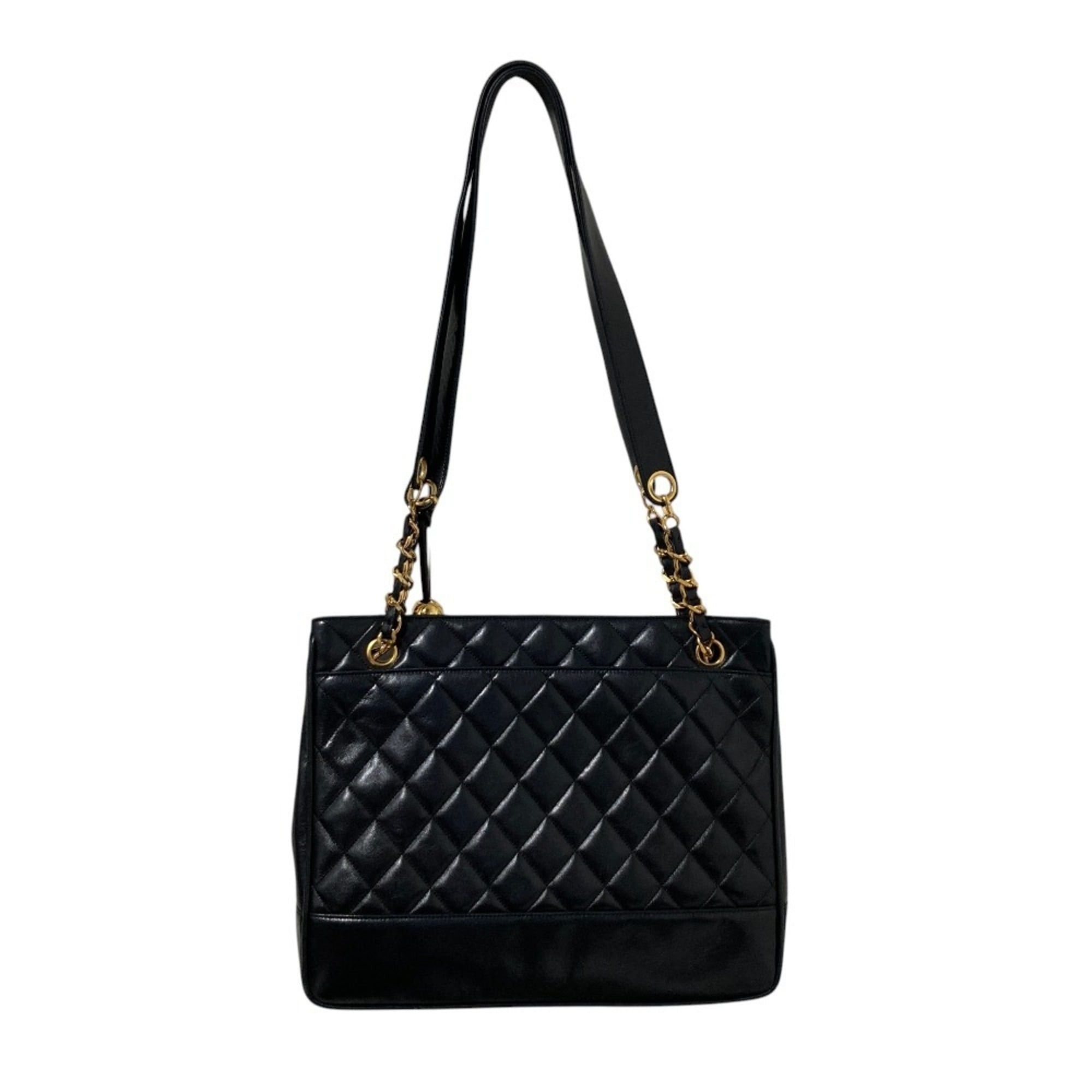 Chanel CHANEL Matelassé Lambskin Chain Shoulder Bag Tote Black Women's Size ONE SIZE - 3 Thumbnail