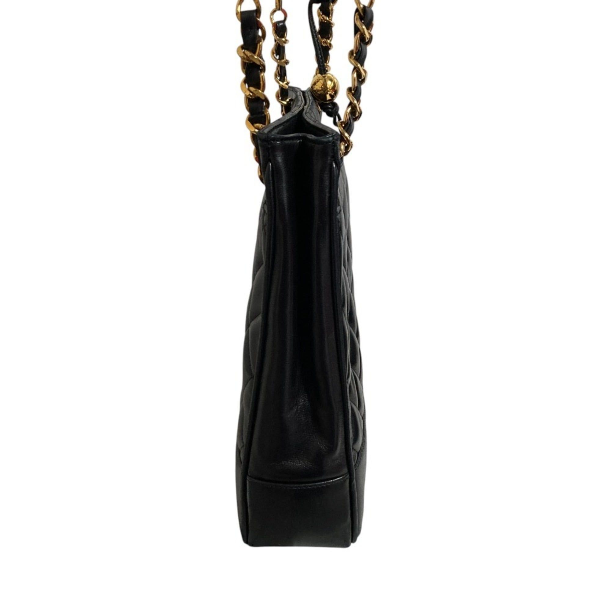 Chanel CHANEL Matelassé Lambskin Chain Shoulder Bag Tote Black Women's Size ONE SIZE - 4 Thumbnail