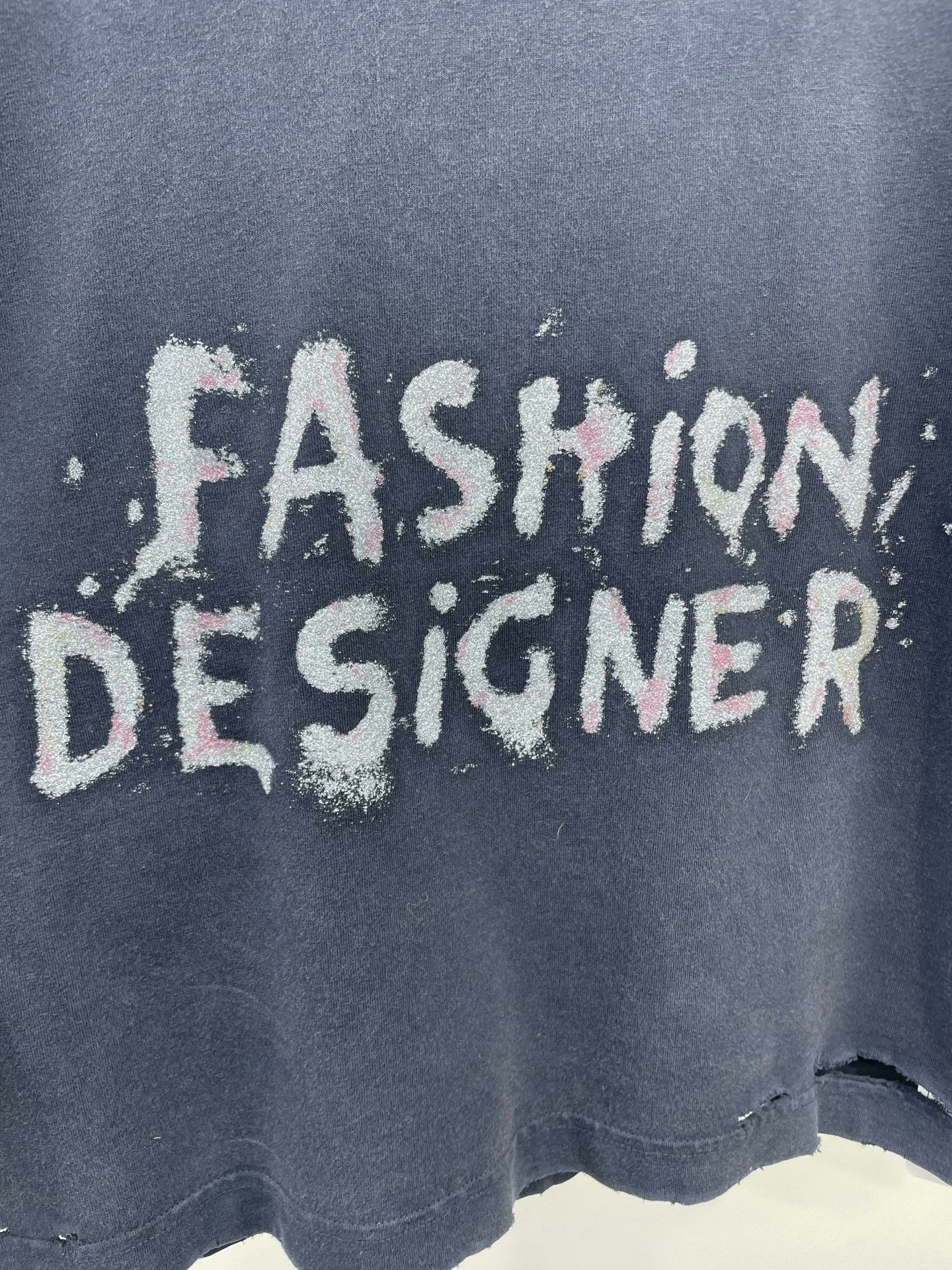 Balenciaga Balenciaga 2025 Glitter Letter Distressed Short Sleeve Size M / US 6-8 / IT 42-44 - 3 Thumbnail