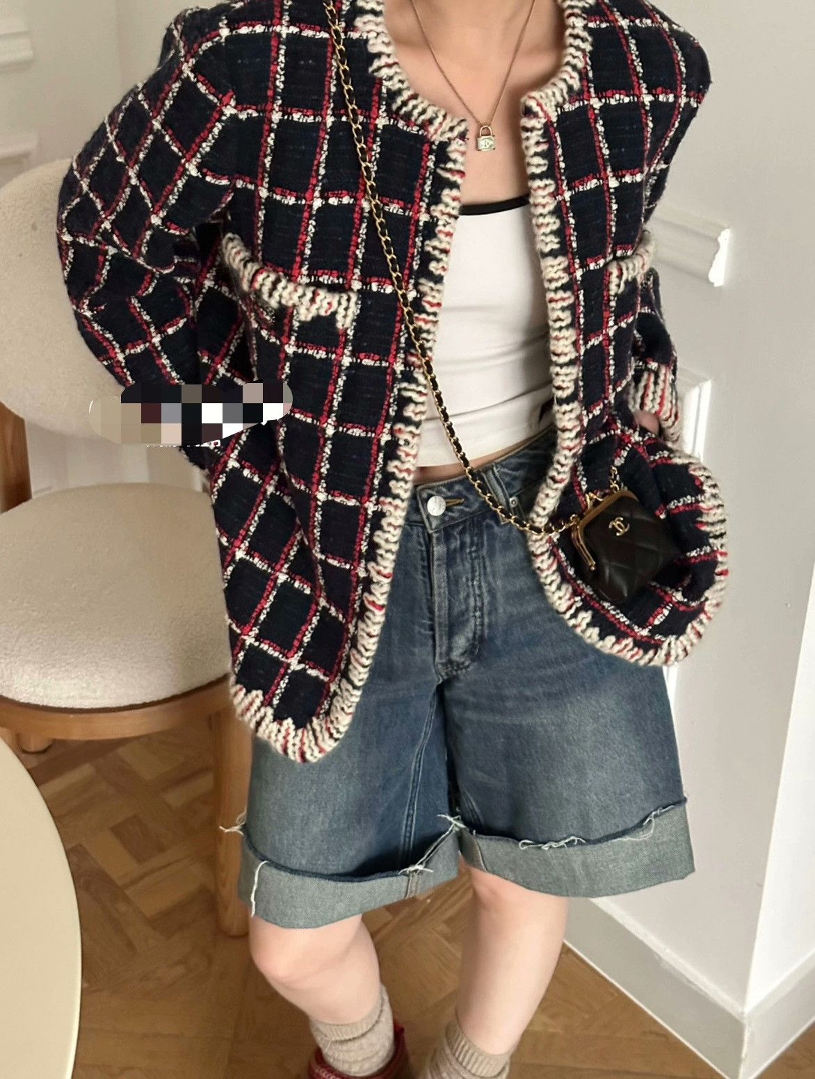 Chanel Chanel Blue Red Plaid Coat Size XXS / US 00 / IT 34 - 9 Thumbnail