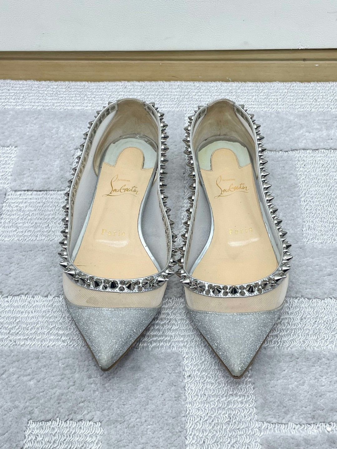 Christian Louboutin Christian Louboutin Silver Studded Mesh Flats Size US 6.5 / IT 36.5 - 7 Thumbnail