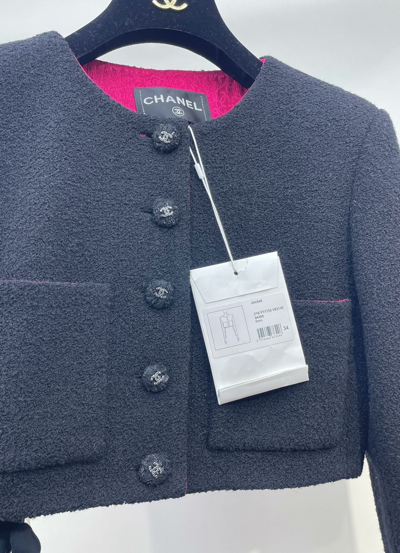 Chanel Chanel Black & Rose Red Short Coat Size XXS / US 00 / IT 34 - 3 Thumbnail