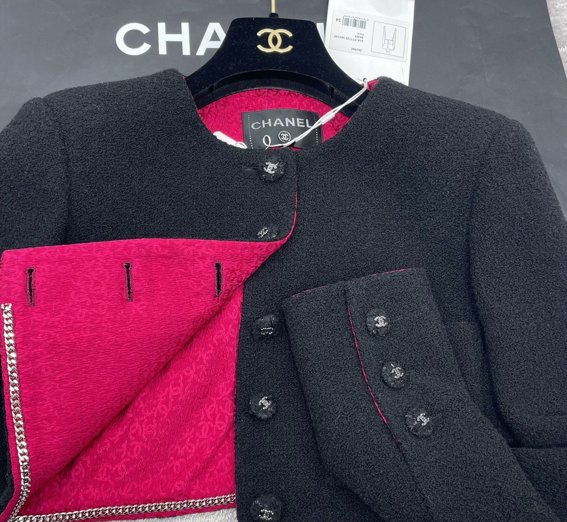 Chanel Chanel Black & Rose Red Short Coat Size XXS / US 00 / IT 34 - 4 Thumbnail