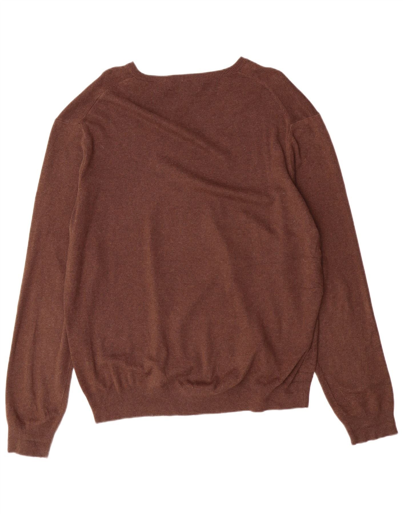 Polo Ralph Lauren Mens V-Neck Jumper Sweater XL Brown Cotton Size US XXL / EU 58 / 5 - 2 Thumbnail