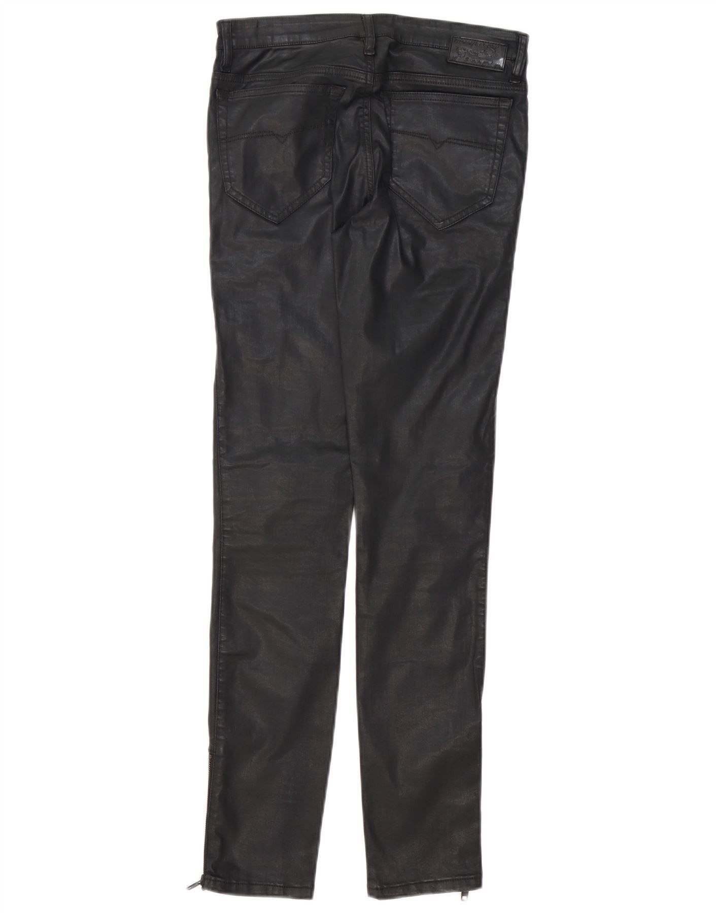 Diesel Womens Skinzee-xp Waxed Skinny Cargo Trousers W27 L32 Black Size 27" / US 4 / IT 40 - 2 Thumbnail