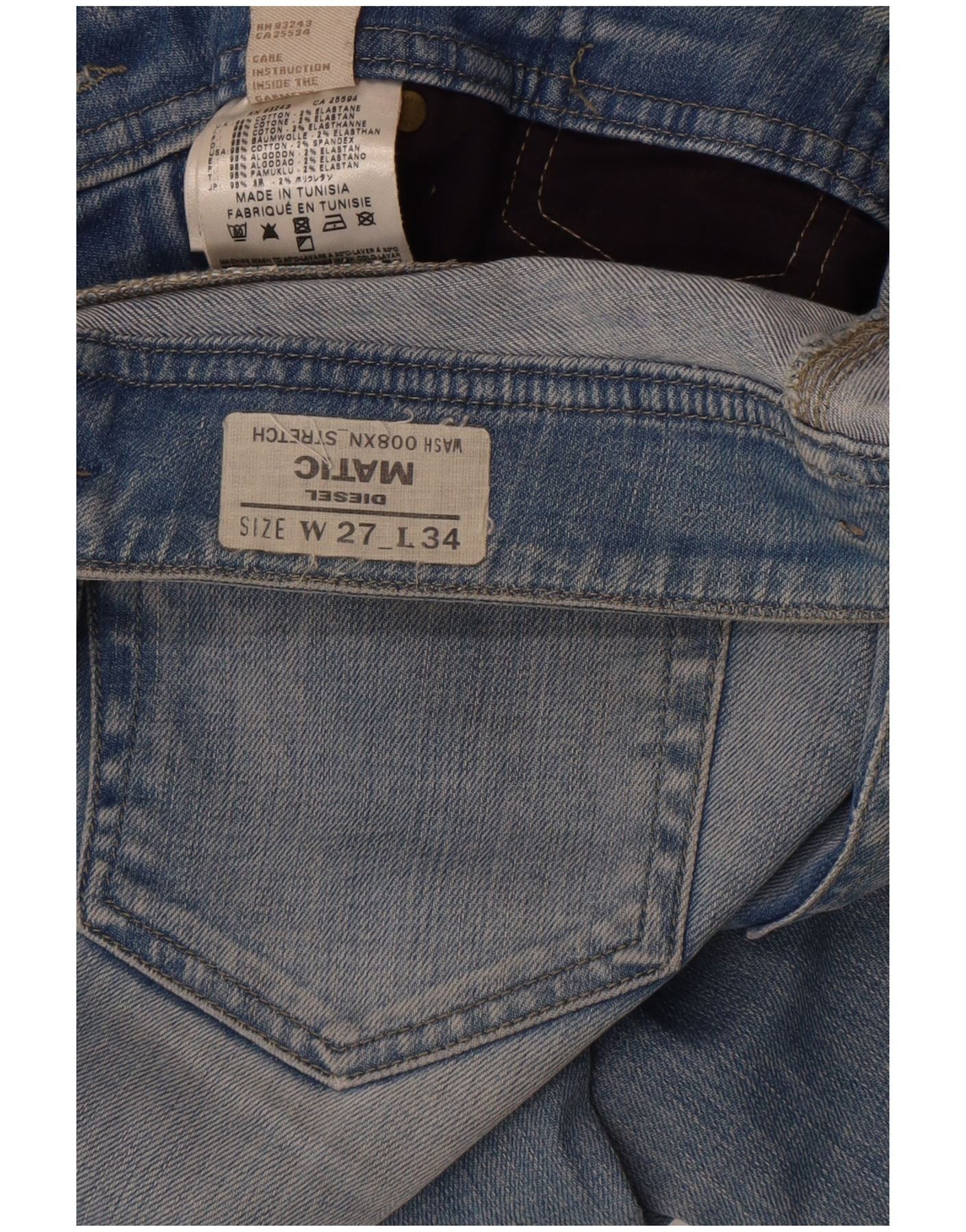 Diesel Womens Matic Skinny Jeans W27 L34 Blue Cotton Size 42" / US 20 - 5 Thumbnail