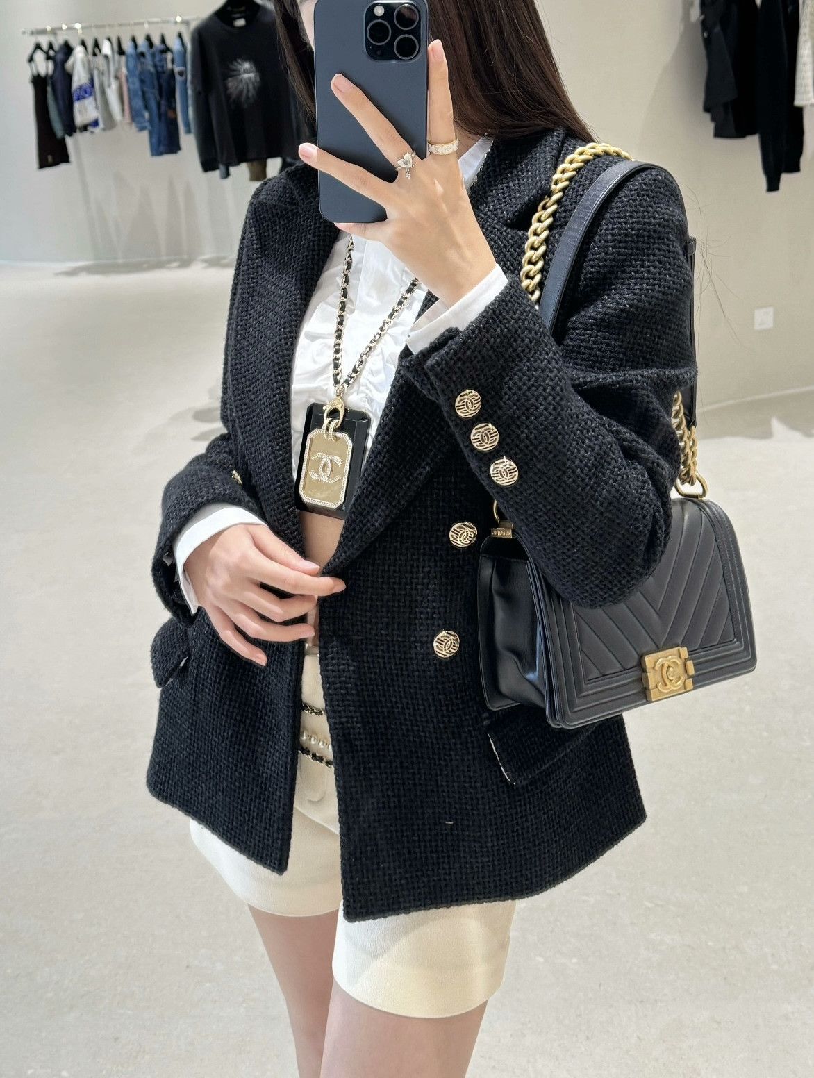 Chanel Chanel Black Gold Double-Breasted Coat Size XS / US 0-2 / IT 36-38 - 9 Thumbnail