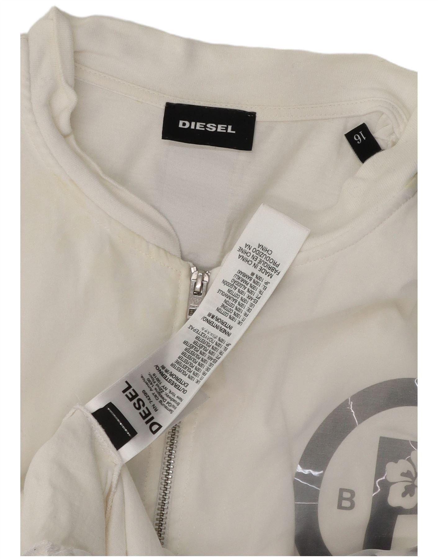 Diesel Boys Graphic Tracksuit Top Jacket 15-16 Years White Polyeste Size M / US 6-8 / IT 42-44 - 4 Thumbnail