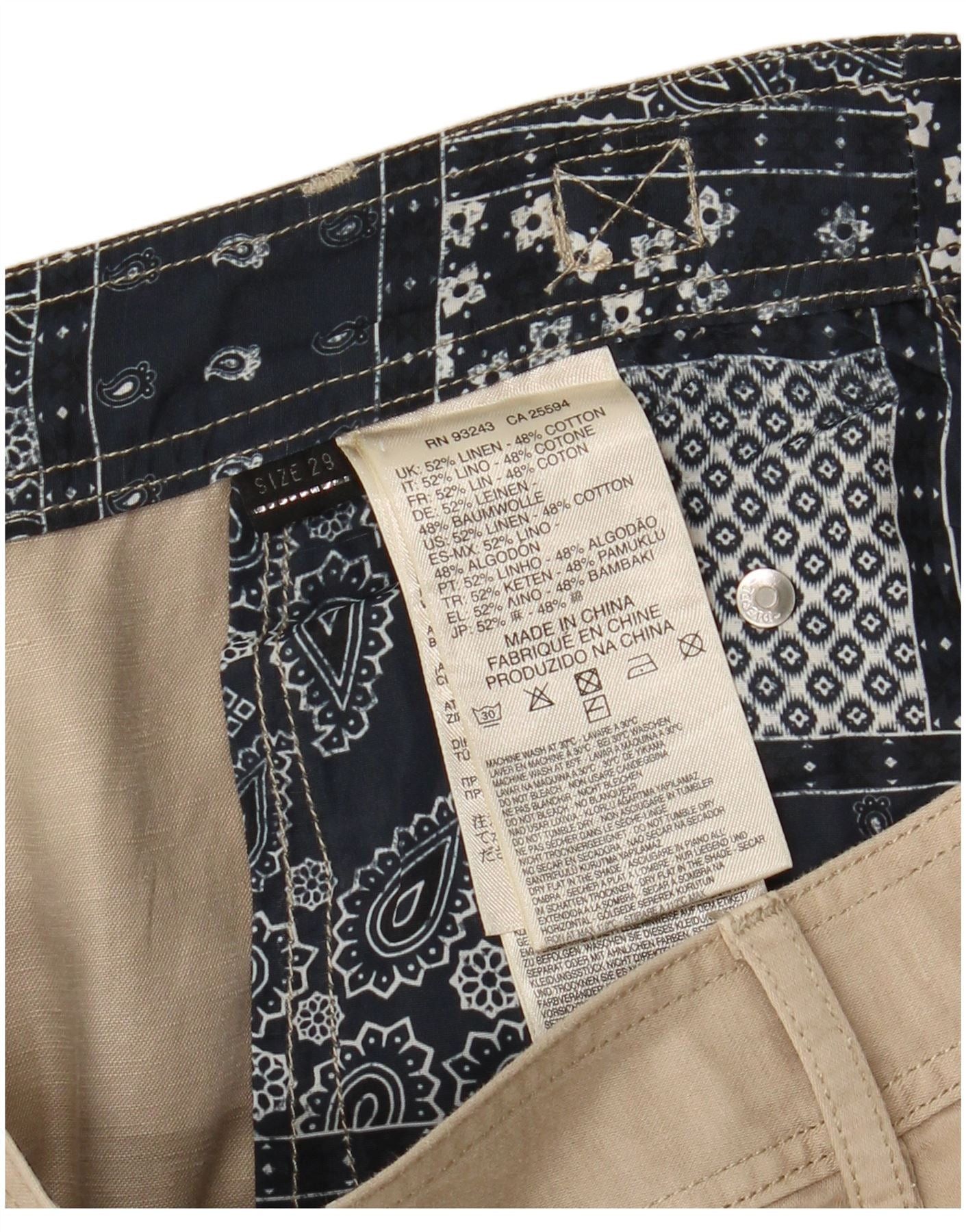 Diesel Mens Slim Casual Trousers W29 L25 Beige Linen Size US 30 / EU 46 - 3 Thumbnail