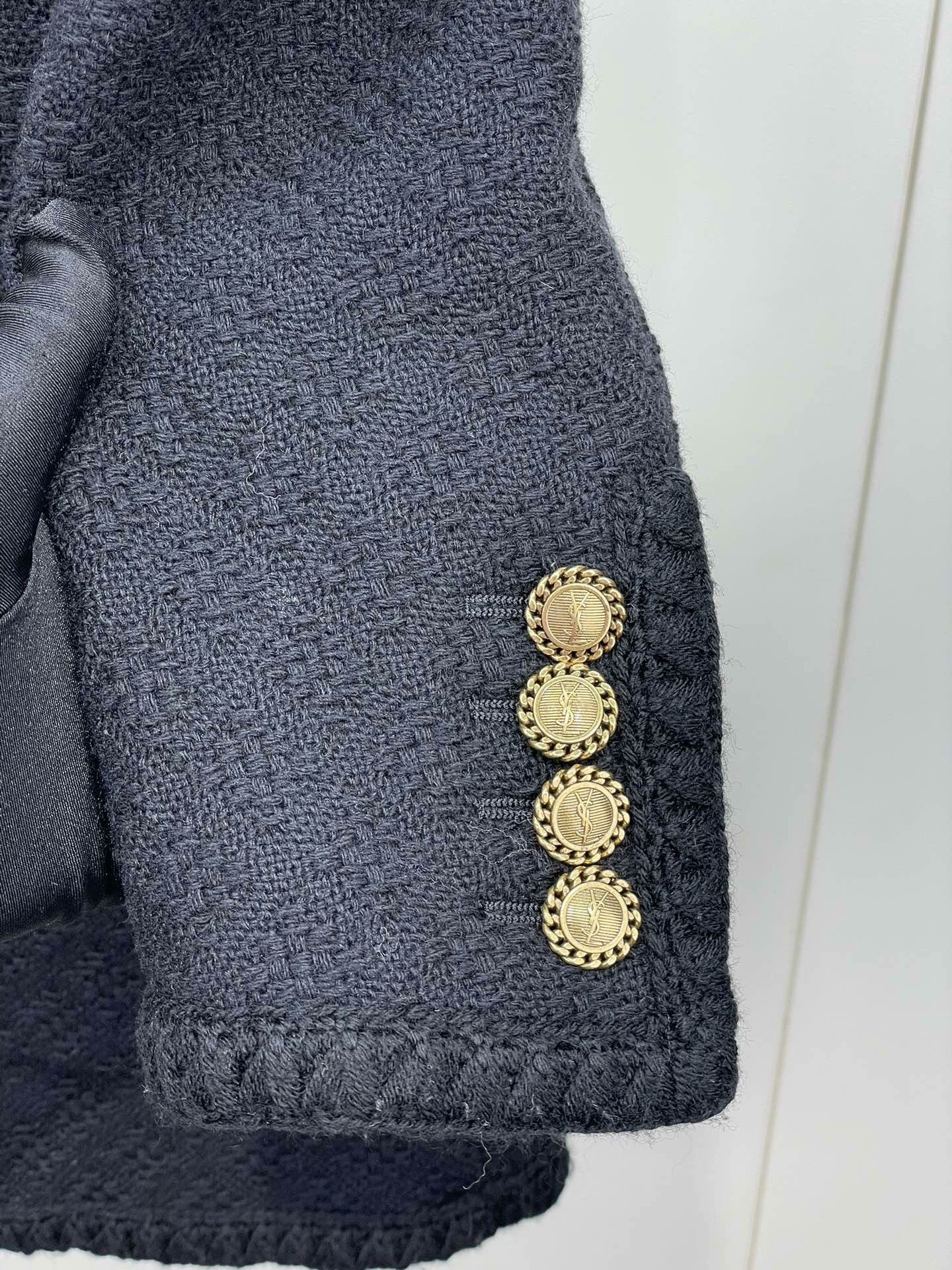 Saint Laurent Paris Saint Laurent Tweed Gold Button Coat Size XXS / US 00 / IT 34 - 8 Thumbnail