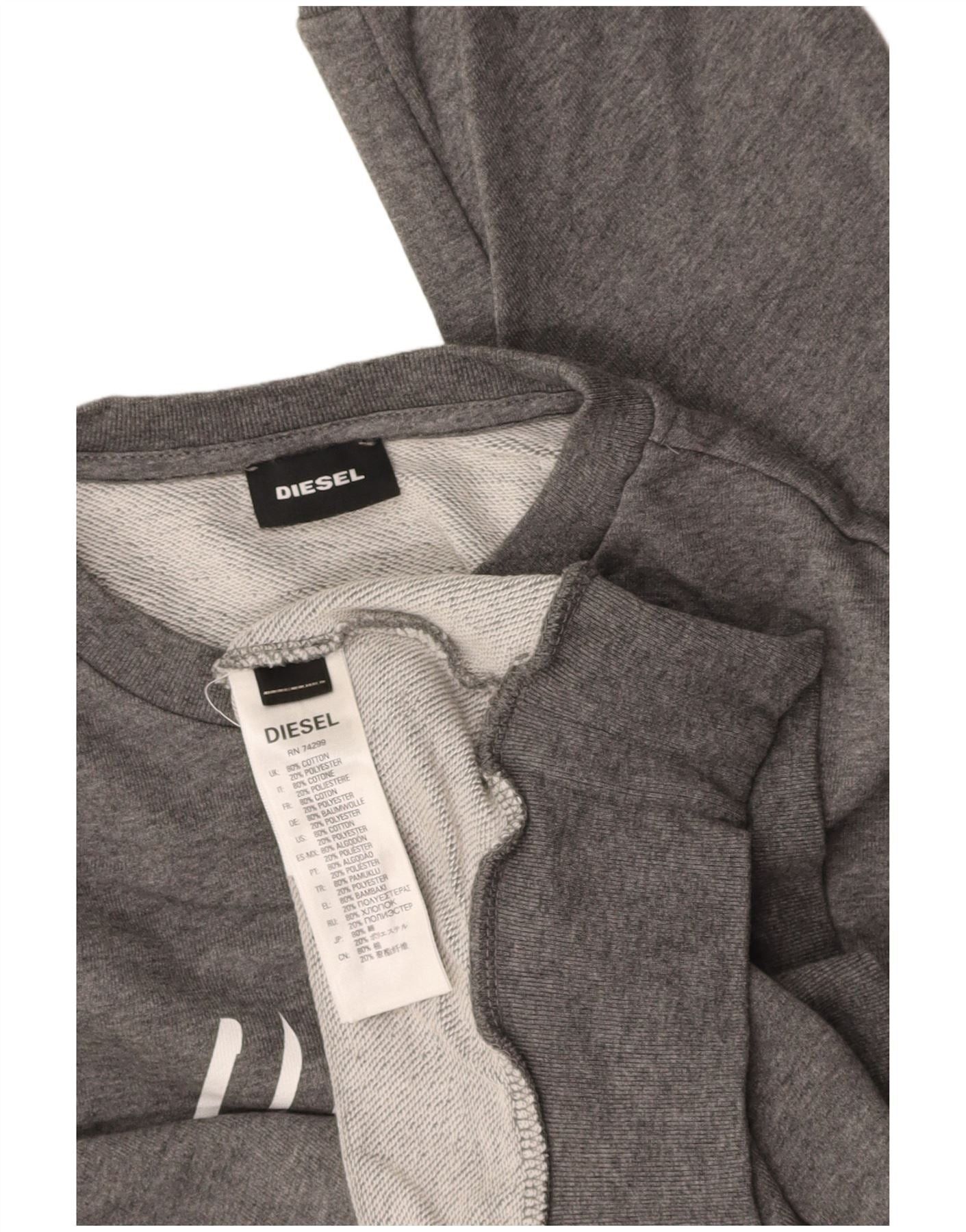 Diesel Boys Graphic Sweatshirt Jumper 15-16 Years Grey Cotton Size XL / US 12-14 / IT 48-50 - 3 Thumbnail