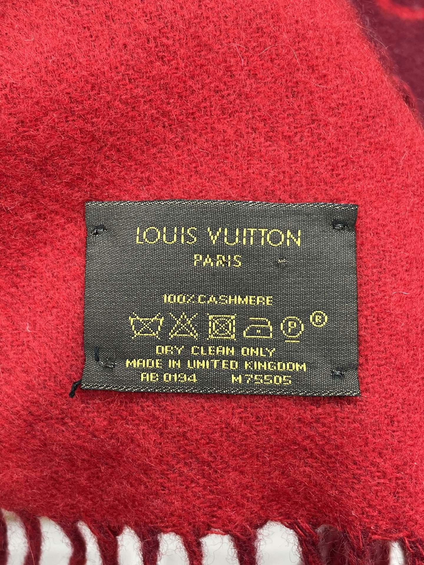 Louis Vuitton LV Red Monogram Cashmere Fringe Scarf Size ONE SIZE - 6 Thumbnail