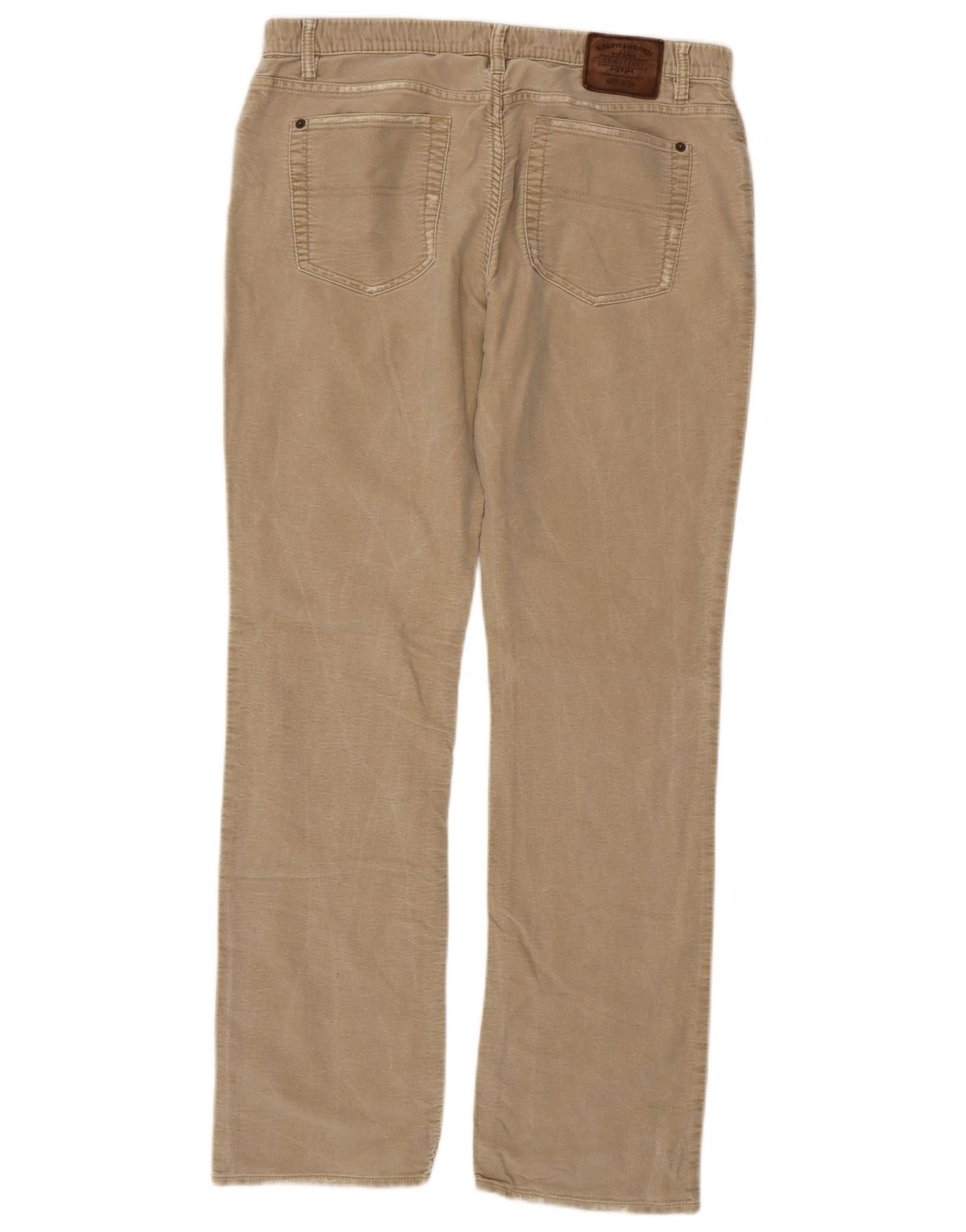 Ralph Lauren Womens Straight Casual Trousers W31 L34 Beige Cotton Size 22" - 2 Thumbnail