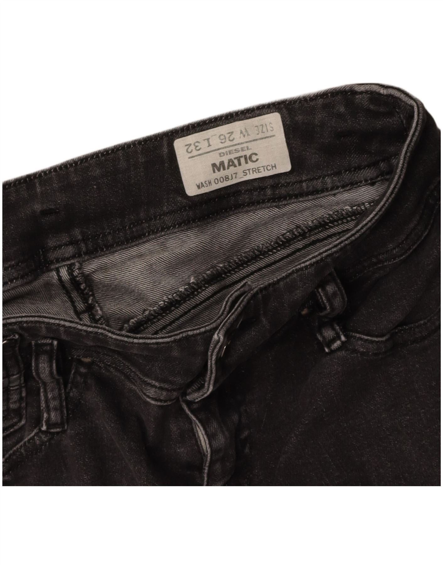 Diesel Womens Matic Skinny Jeans W26 L32 Black Cotton Size 42" / US 20 - 4 Thumbnail
