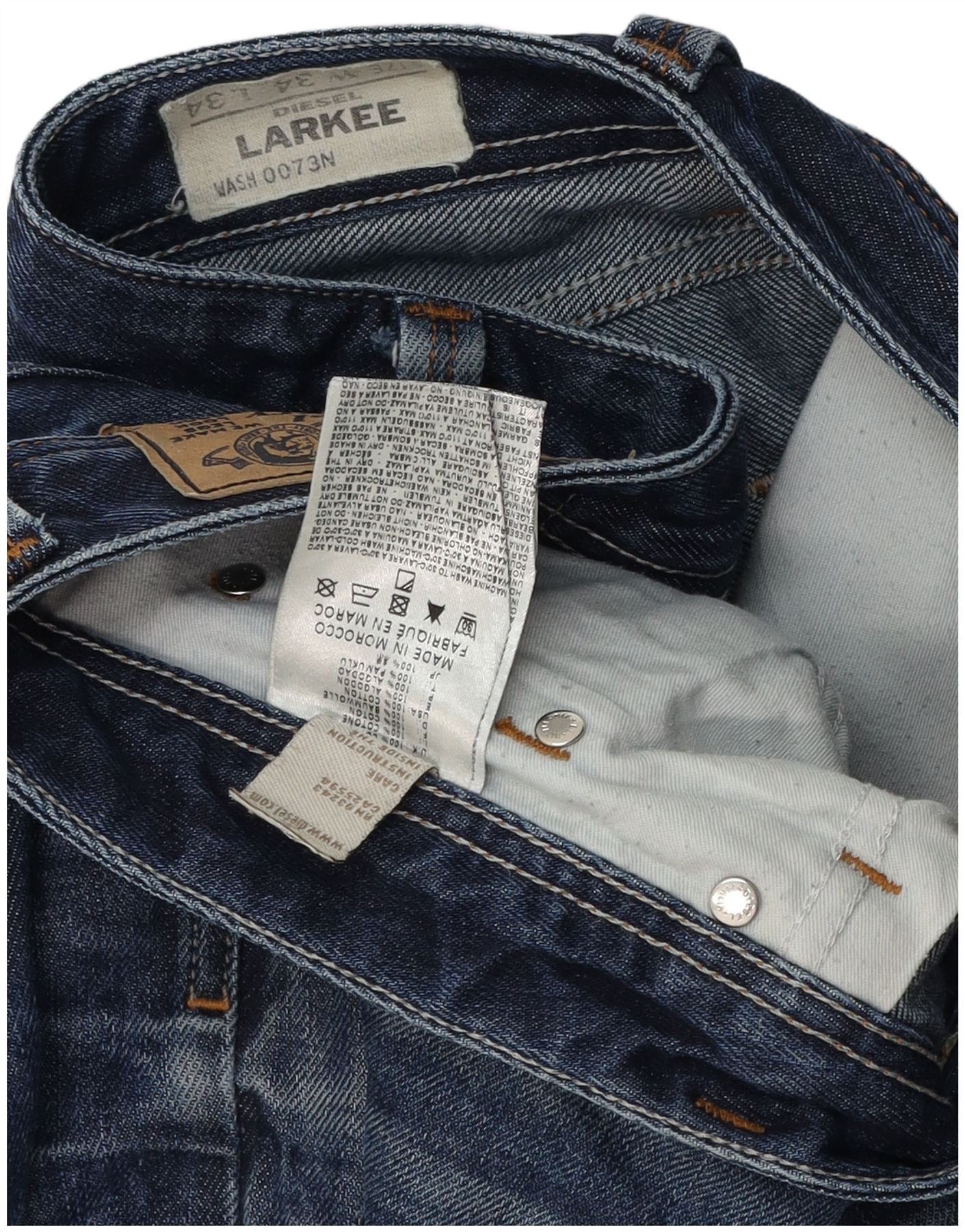 Diesel Mens Larkee Straight Jeans W34 L30 Blue Cotton Size US 34 / EU 50 - 4 Thumbnail
