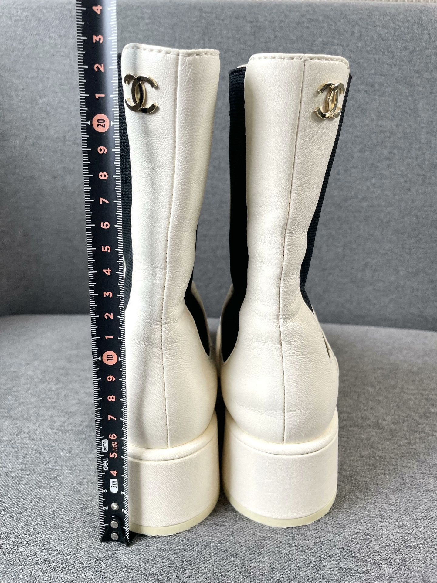 Chanel Chanel Black White Lambskin Short Boots Size US 4.5 / IT 34.5 - 3 Thumbnail