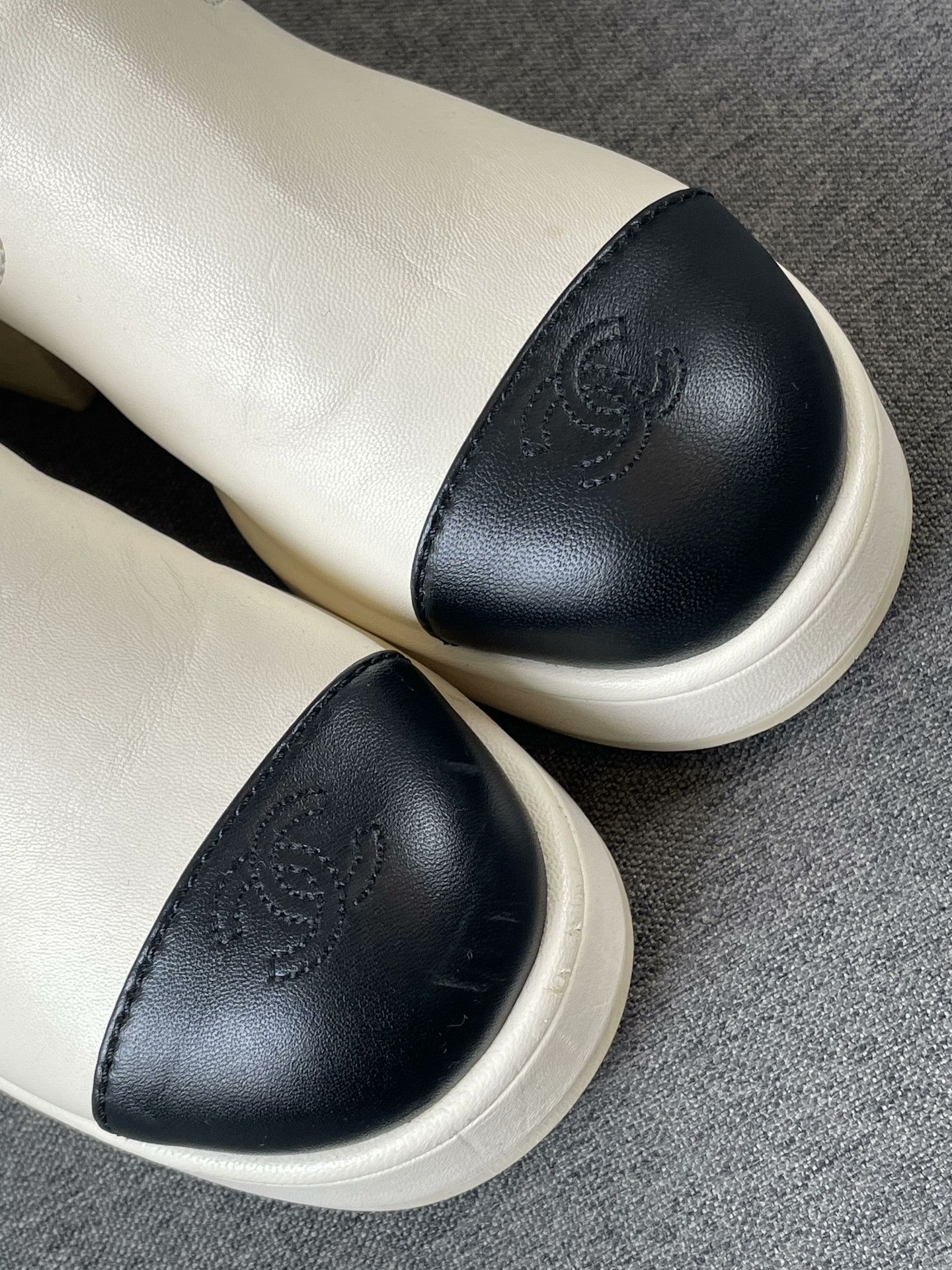 Chanel Chanel Black White Lambskin Short Boots Size US 4.5 / IT 34.5 - 4 Thumbnail