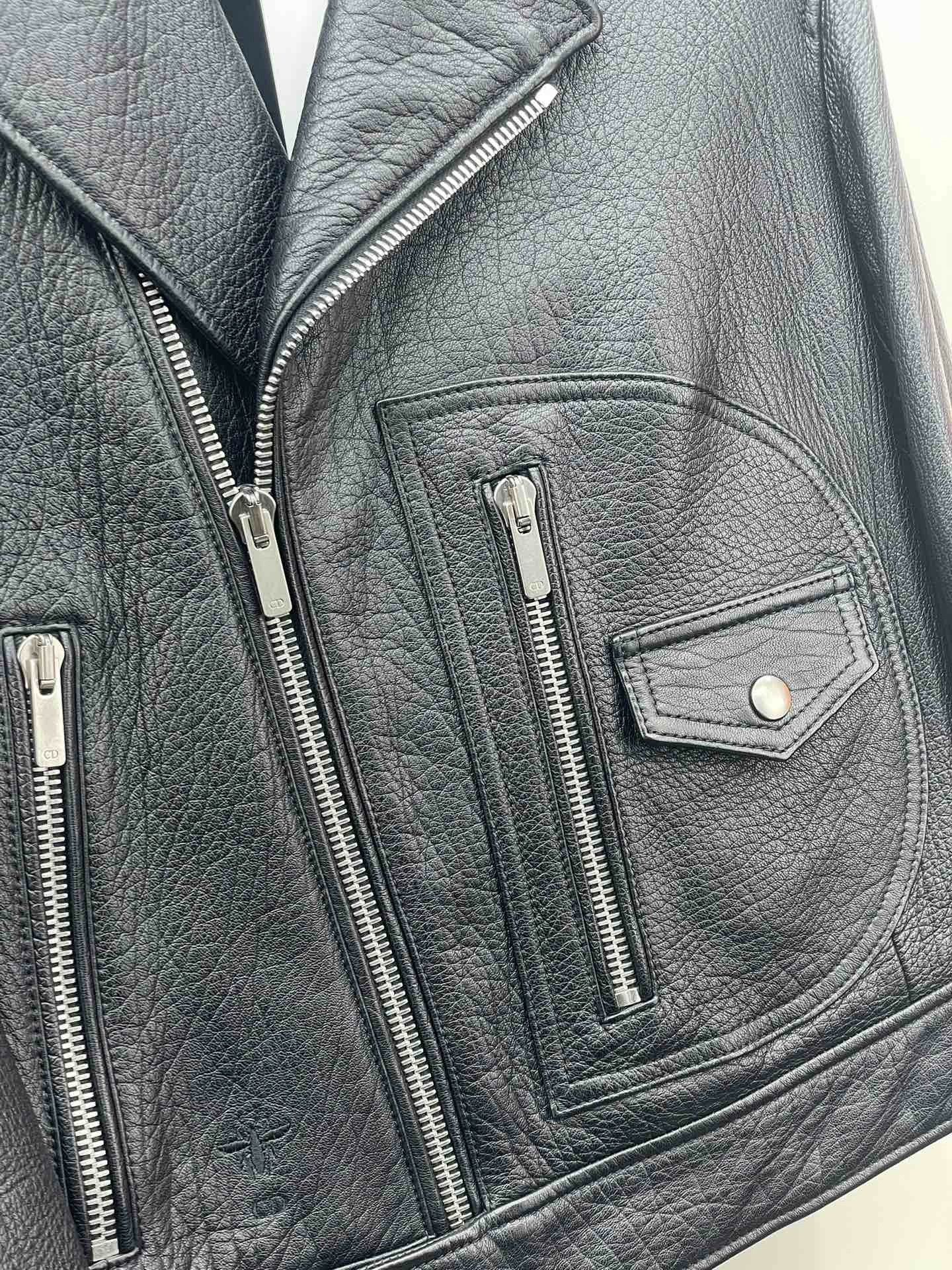 Dior Dior Embroidered Beaded Moto Leather Jacket Size XXS / US 00 / IT 34 - 5 Thumbnail
