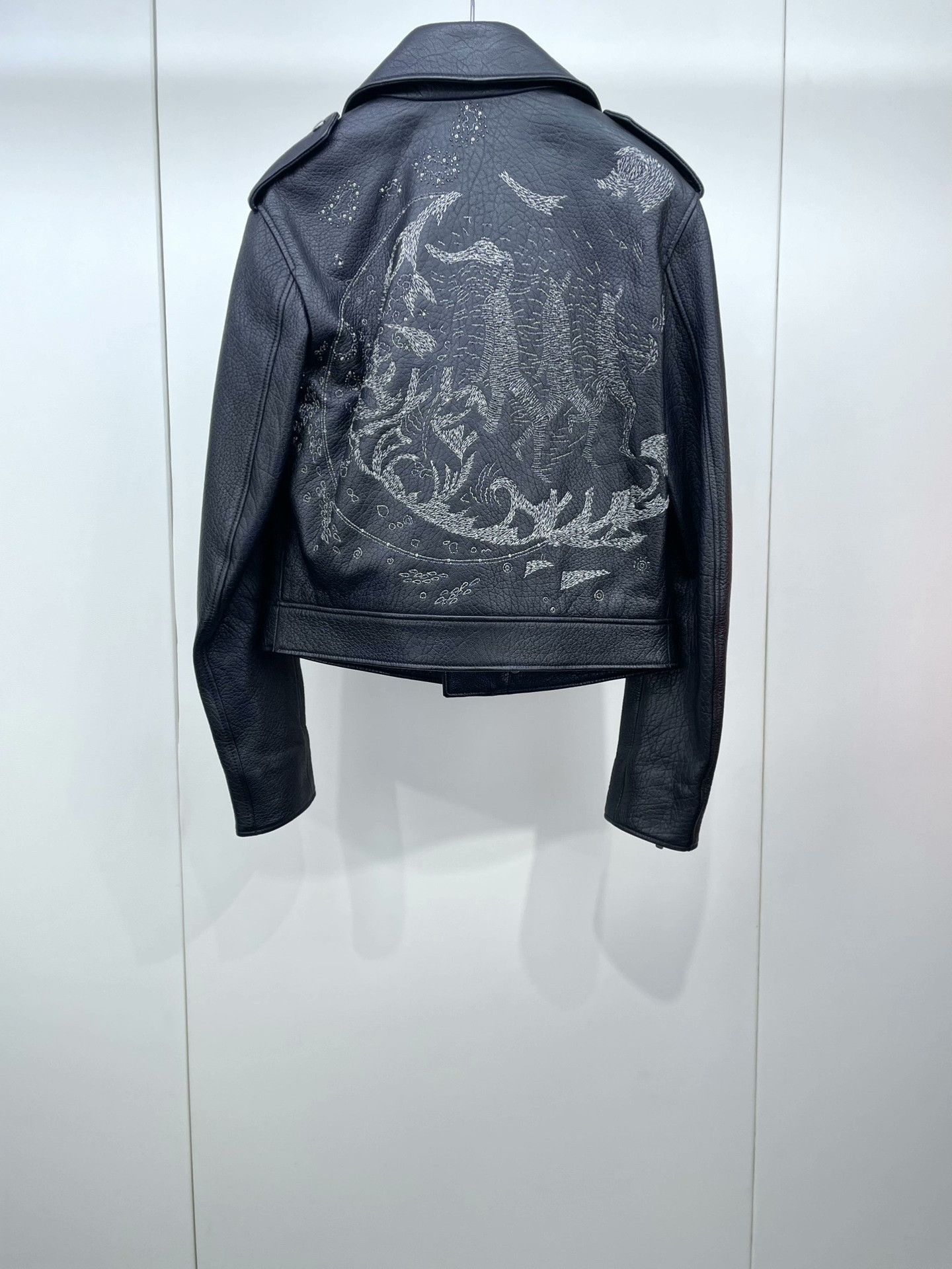 Dior Dior Embroidered Beaded Moto Leather Jacket Size XXS / US 00 / IT 34 - 2 Thumbnail