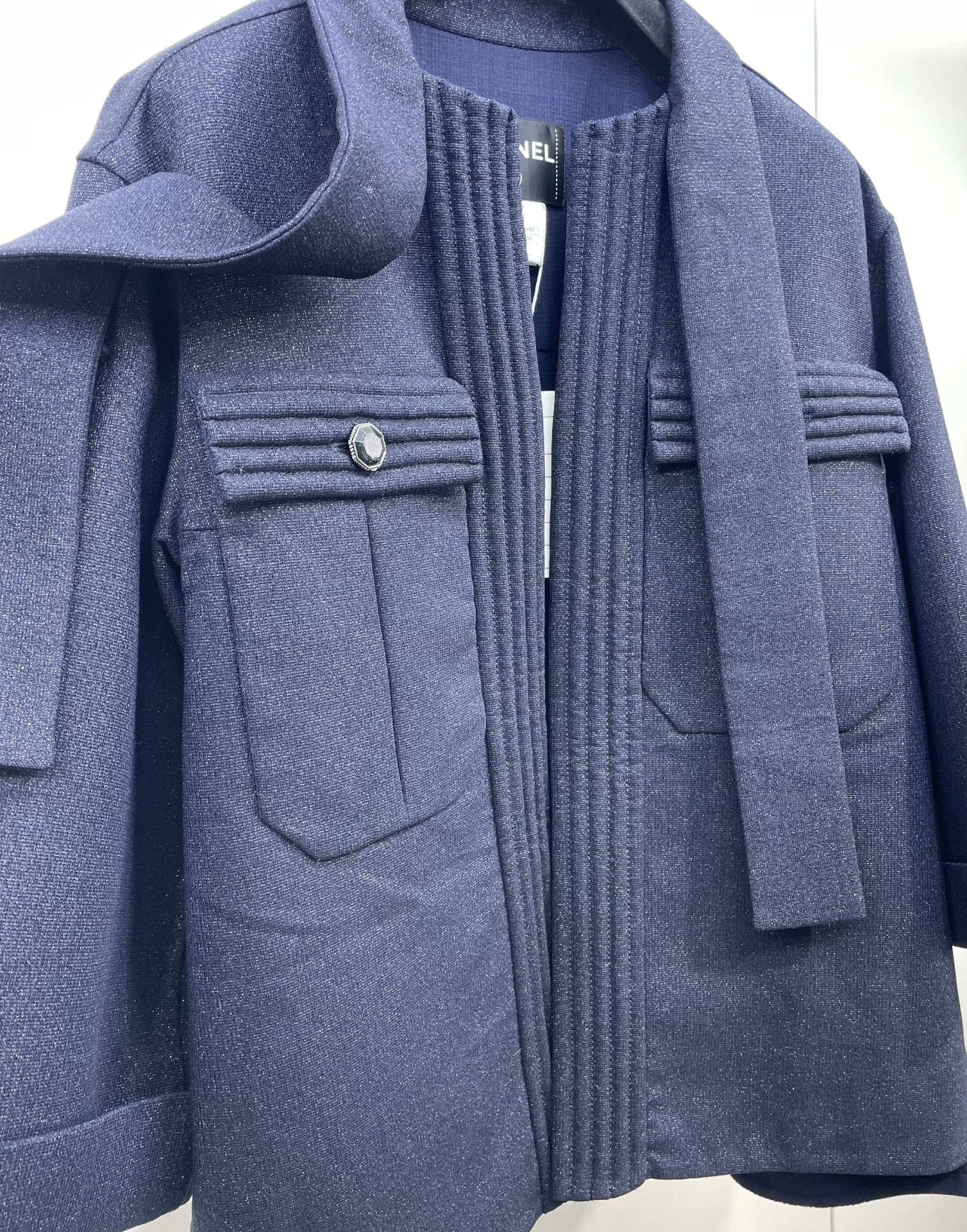 Chanel Chanel Navy Ribbon Coat Size S / US 4 / IT 40 - 3 Thumbnail