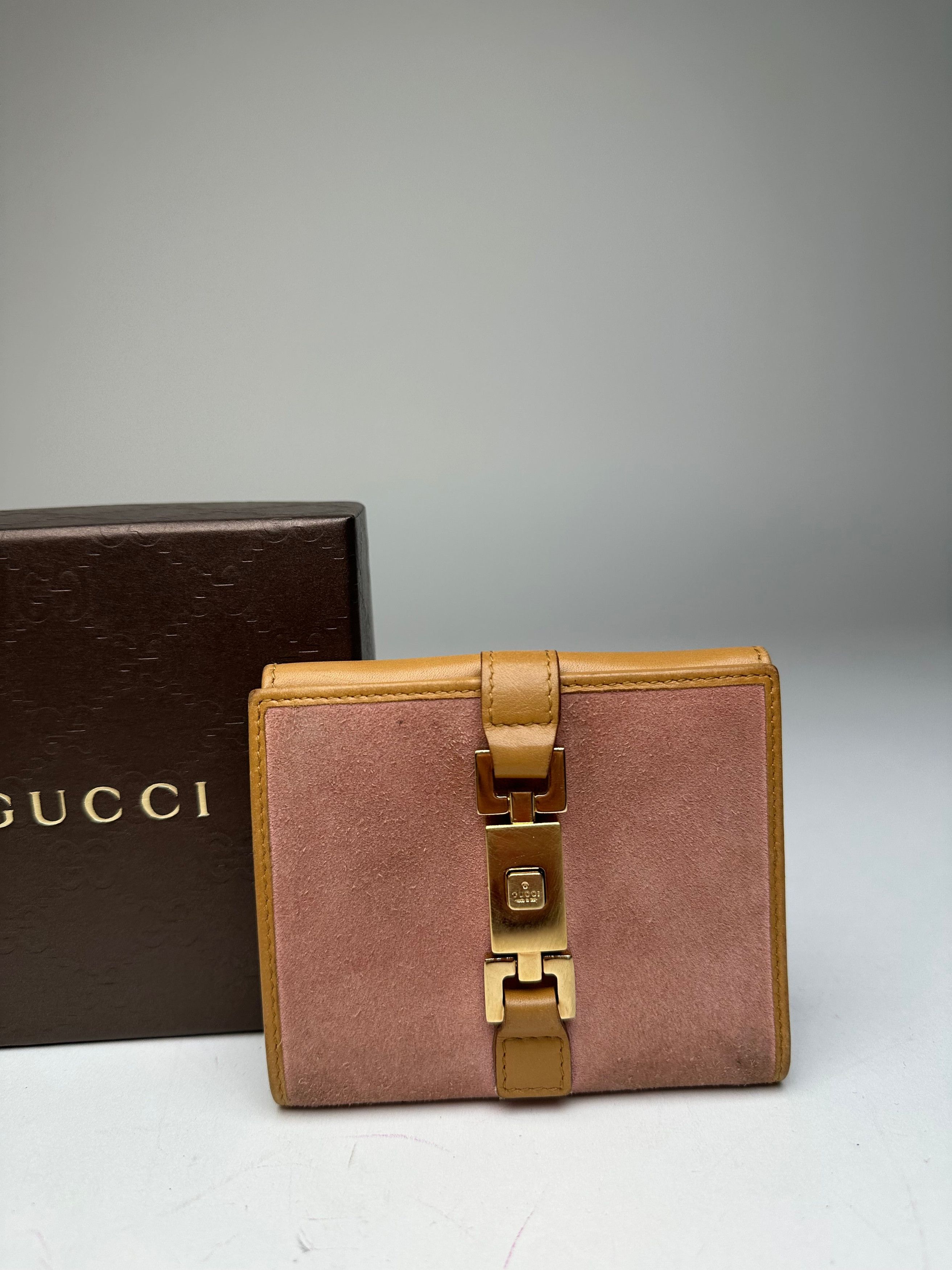 Gucci Vintage Jackie Suede Leather Wallet Pink Beige Size ONE SIZE - 7 Thumbnail
