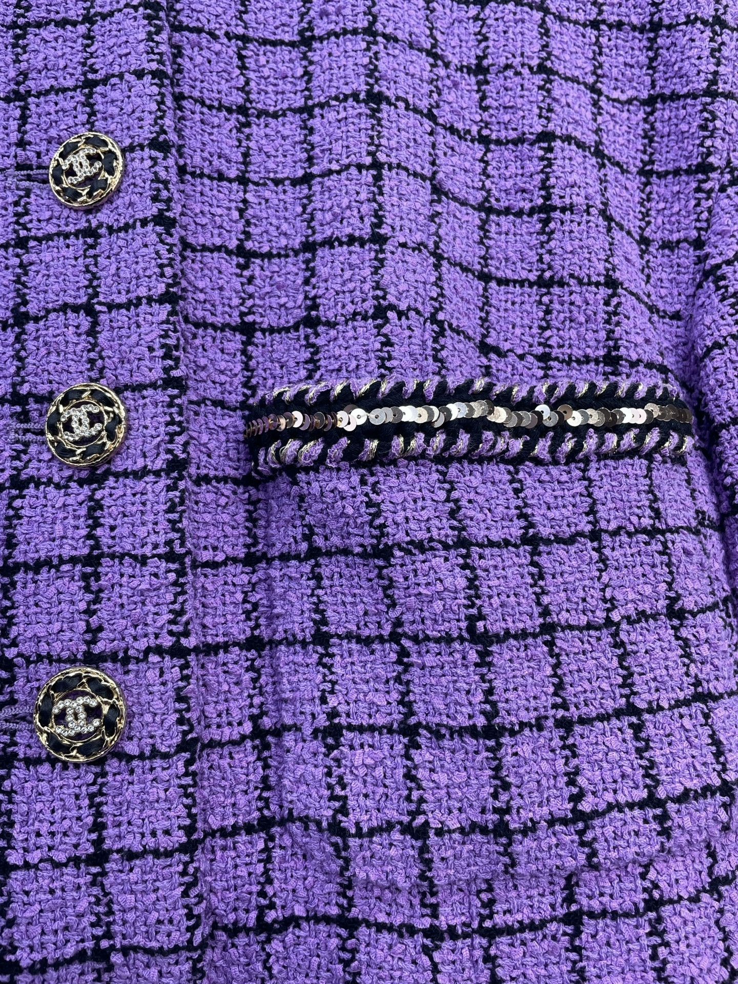 Chanel Chanel 22S Purple Tweed Plaid Jacket Size S / US 4 / IT 40 - 3 Thumbnail