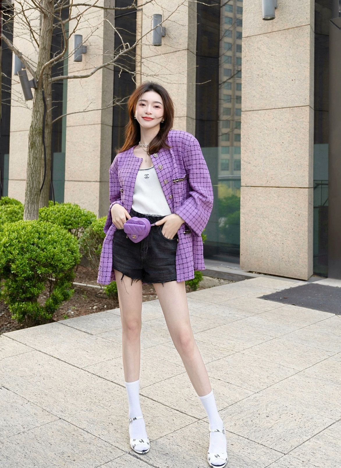Chanel Chanel 22S Purple Tweed Plaid Jacket Size S / US 4 / IT 40 - 9 Thumbnail