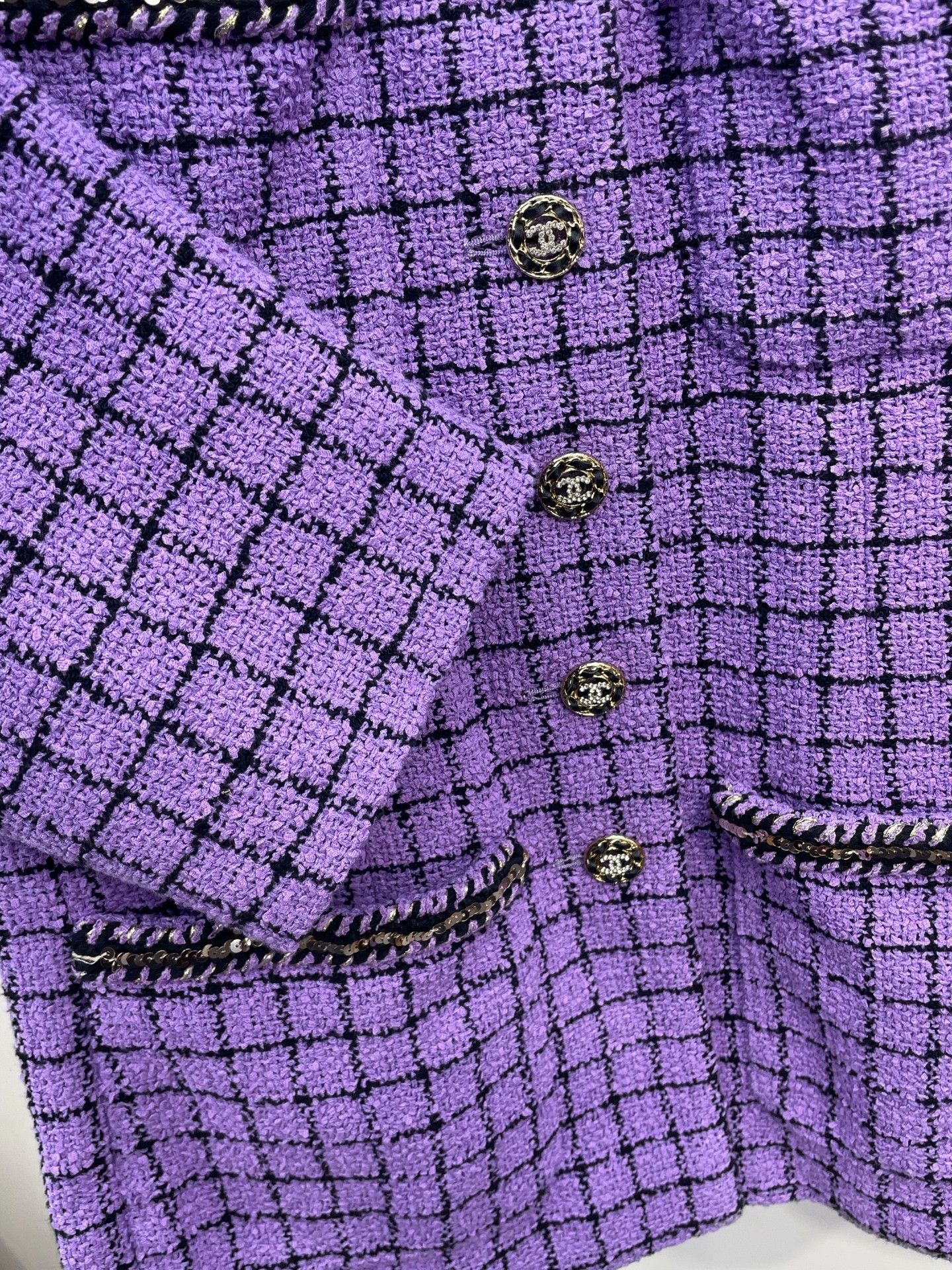 Chanel Chanel 22S Purple Tweed Plaid Jacket Size S / US 4 / IT 40 - 4 Thumbnail