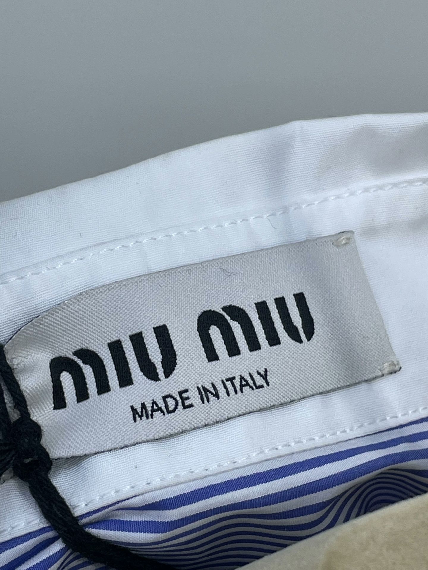 Miu Miu Miumiu 2024 Blue White Striped Short-Sleeve Shirt Size XS / US 0-2 / IT 36-38 - 5 Thumbnail