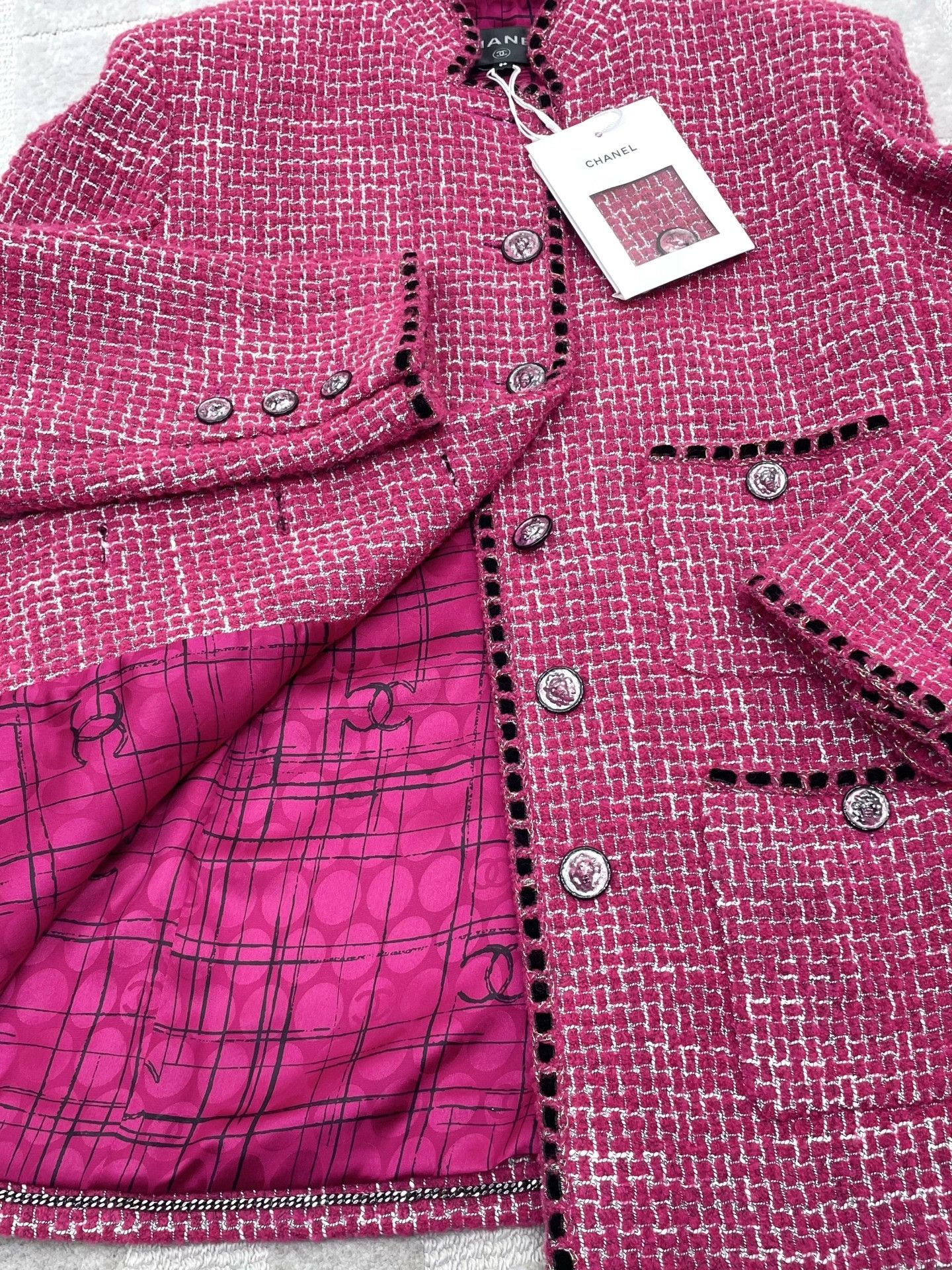 Chanel Chanel 22B Pink Tweed Stand Collar Jacket Size XS / US 0-2 / IT 36-38 - 4 Thumbnail