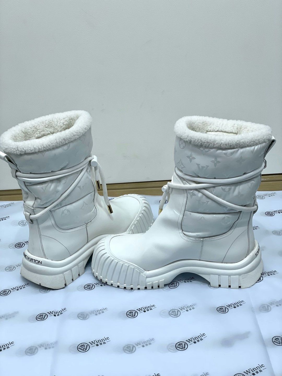 Louis Vuitton LV Monogram Wool Thick-Soled Snow Boots Size US 8 / IT 38 - 4 Thumbnail