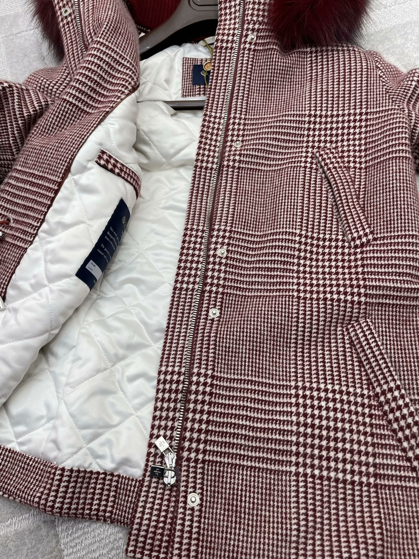 Loro Piana Loro Piana Fur Collar Houndstooth Coat Size S / US 4 / IT 40 - 6 Thumbnail