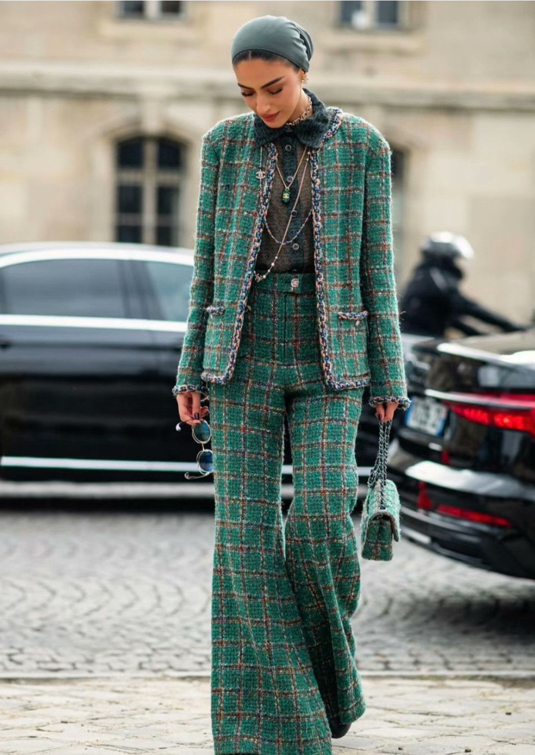 Chanel Chanel 23A Green Plaid Coat Size US XXS / EU 40 - 8 Thumbnail