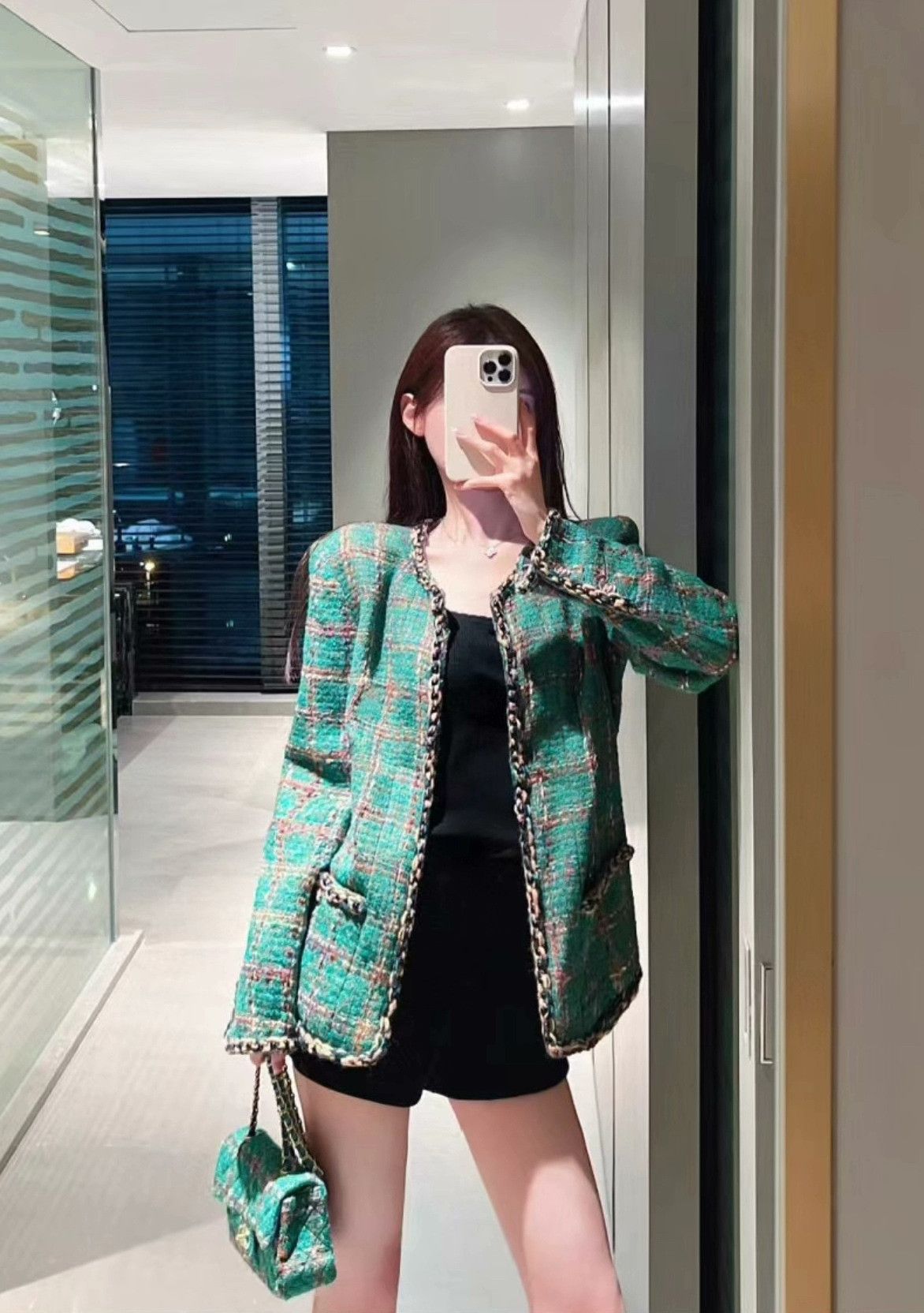 Chanel Chanel 23A Green Plaid Coat Size US XXS / EU 40 - 6 Thumbnail
