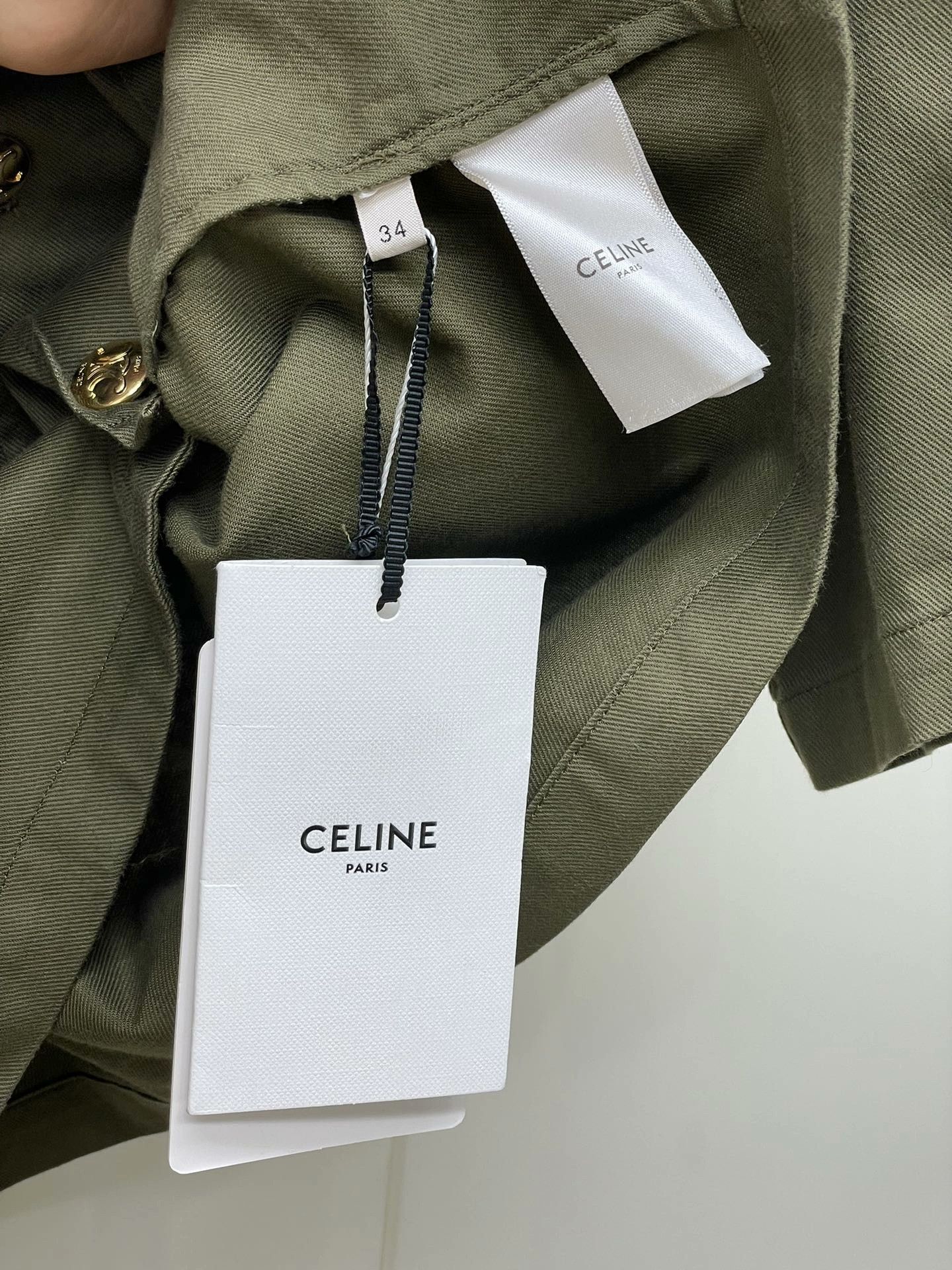 Celine Celine Army Green Velcro Short-Sleeve Top Size XXS / US 00 / IT 34 - 6 Thumbnail