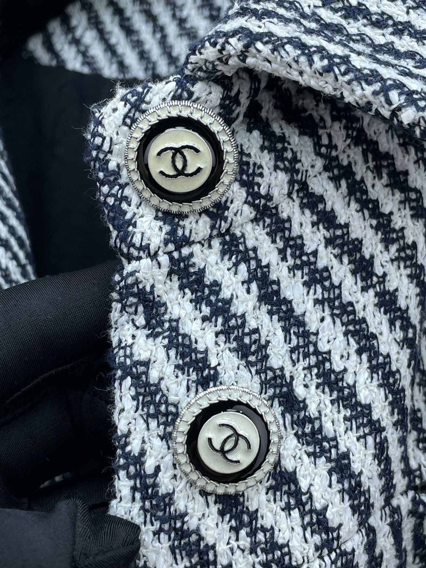 Chanel Chanel Black White Twill Long Coat Size XXS / US 00 / IT 34 - 5 Thumbnail
