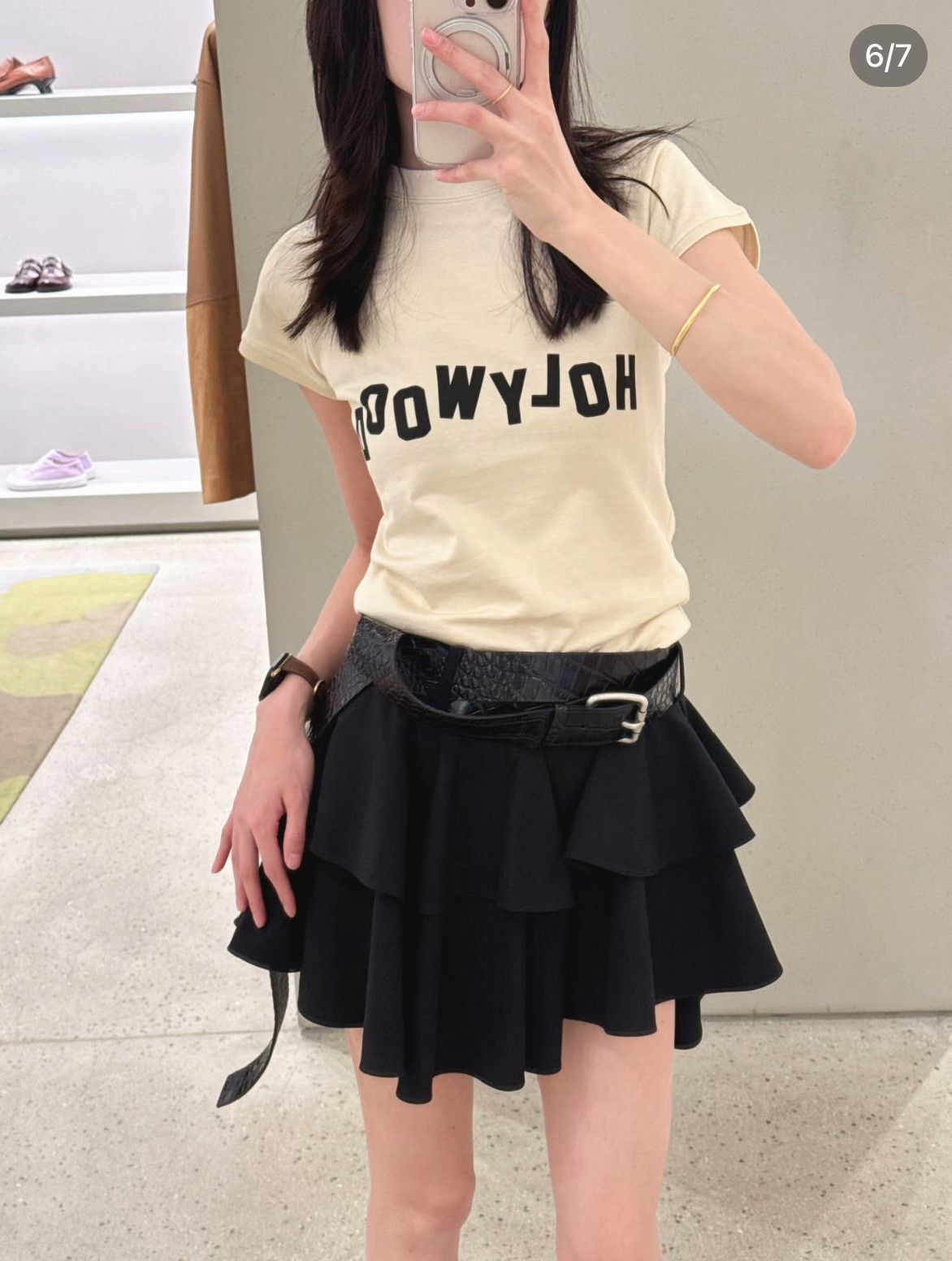 Loewe Loewe Beige Letter Flutter Sleeve T-shirt Size XS / US 0-2 / IT 36-38 - 6 Thumbnail
