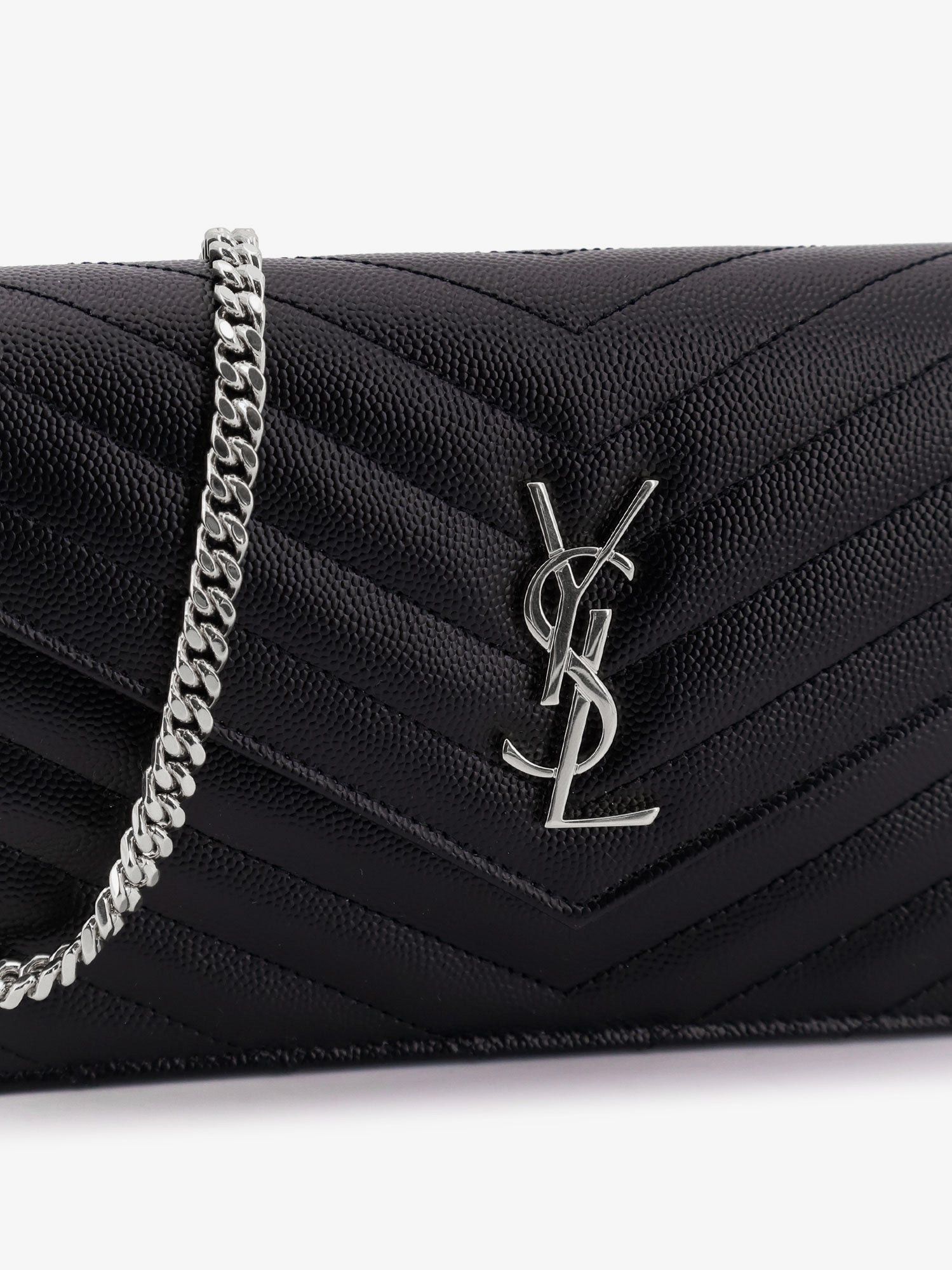 Saint Laurent Paris Envelope Leather Wallet Crossbody Bag With Chain Shoulder Strap Size ONE SIZE - 4 Thumbnail