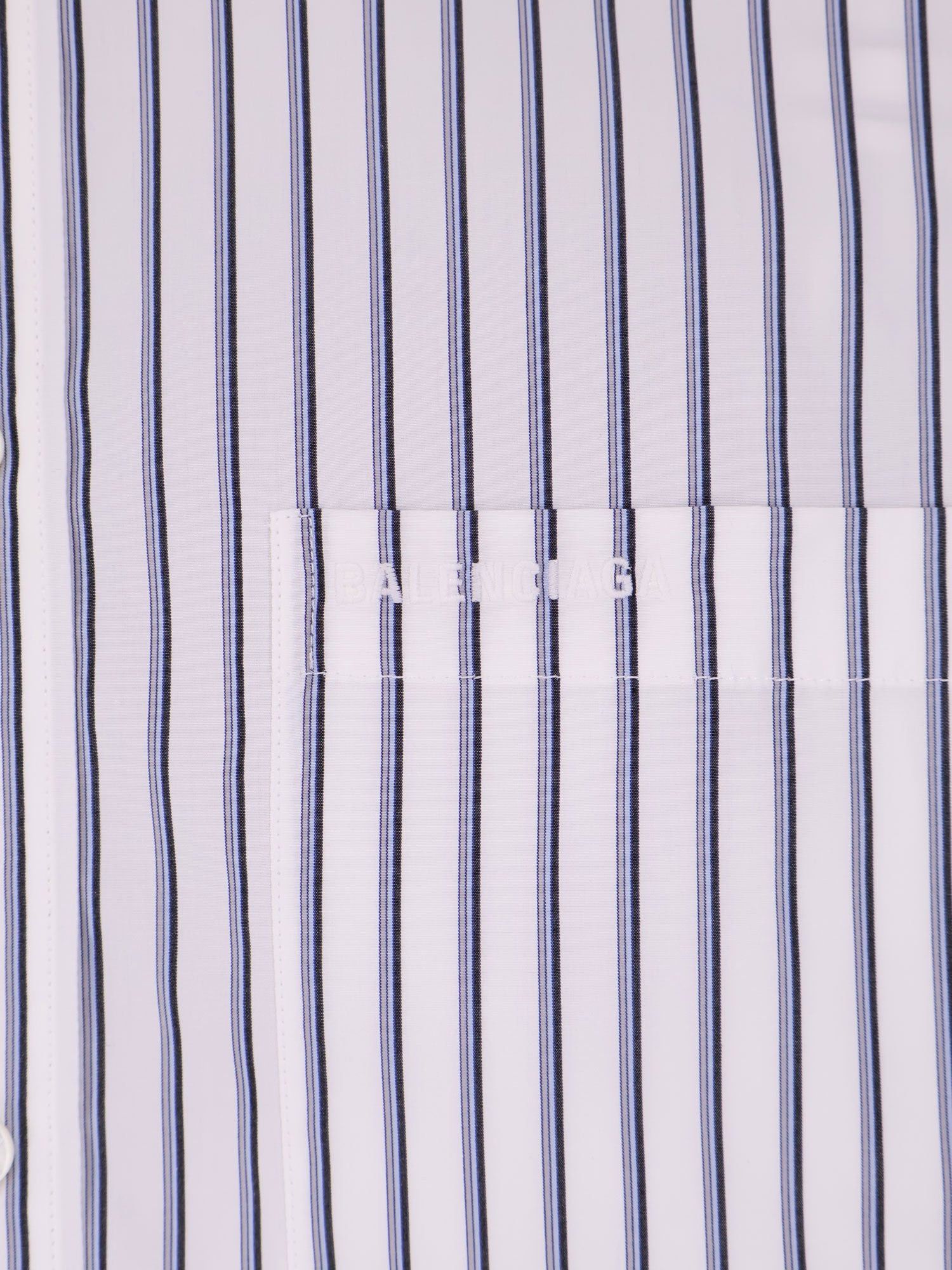 Balenciaga Tucked Sleeve Striped Cotton Shirt Size M / US 6-8 / IT 42-44 - 3 Thumbnail