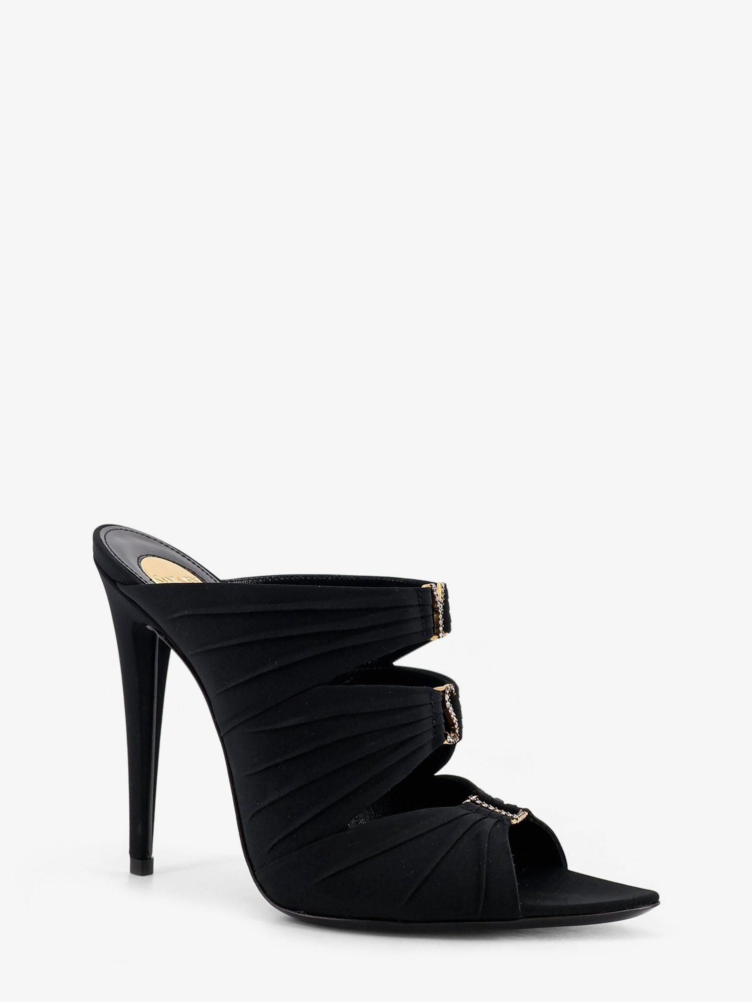 Saint Laurent Paris Emilie Satin Sandals With Rhinestone Logo Detail Size US 8 / IT 38 - 2 Thumbnail
